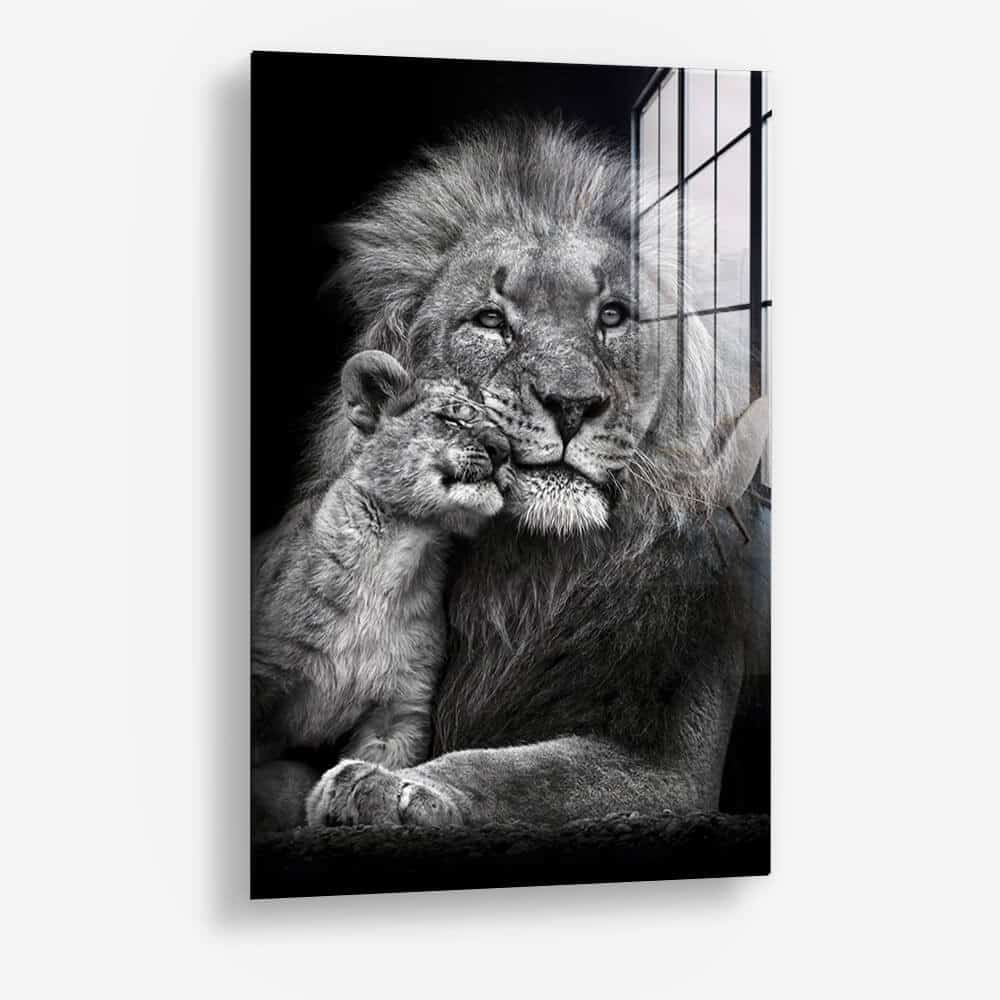 Lion With Cub - Verre