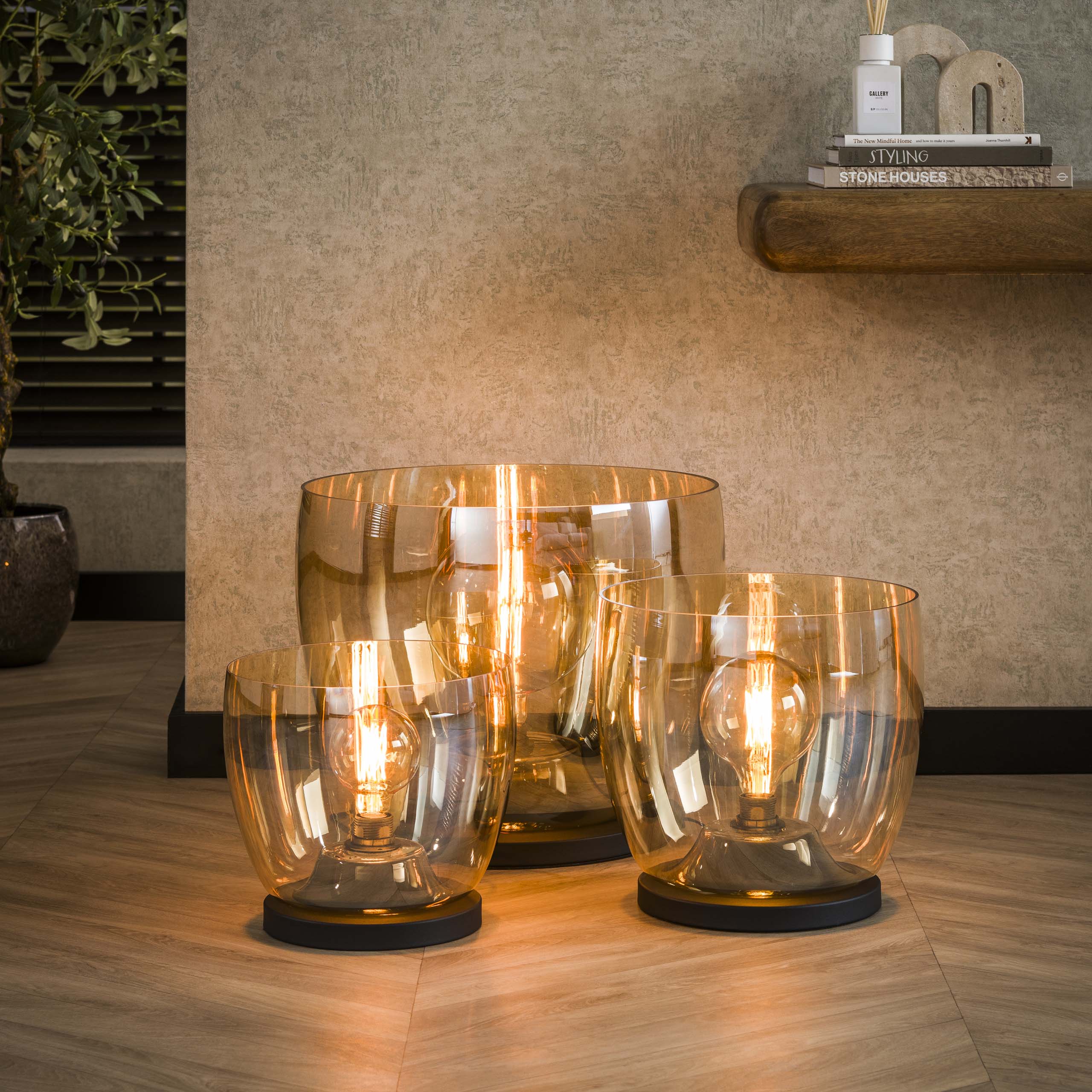 Lampadaire UP XL 1 lumière - Verre ambré
