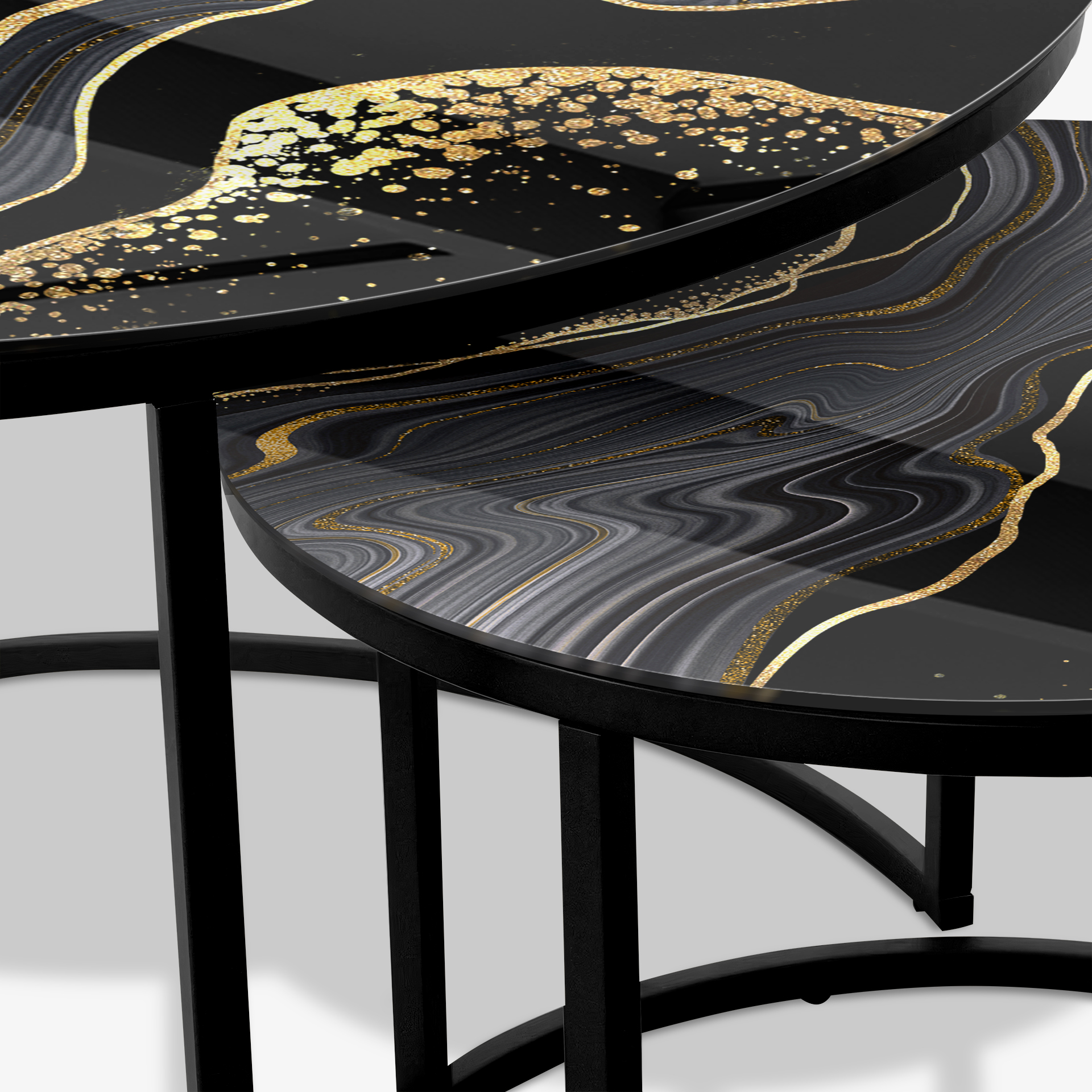 Table basse Noir - Pierre Noir & Or