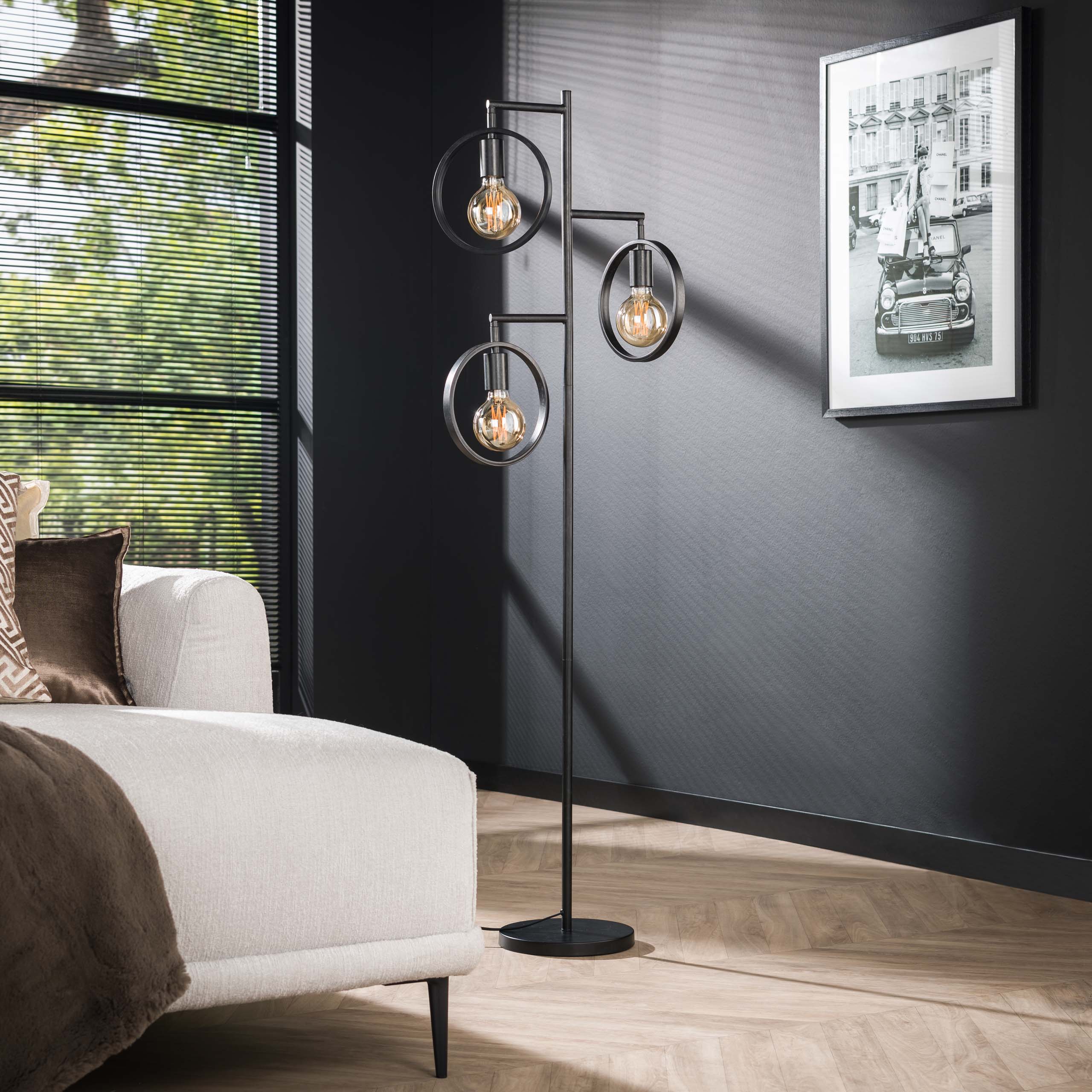 Lampadaire 3L anneau / Charbon