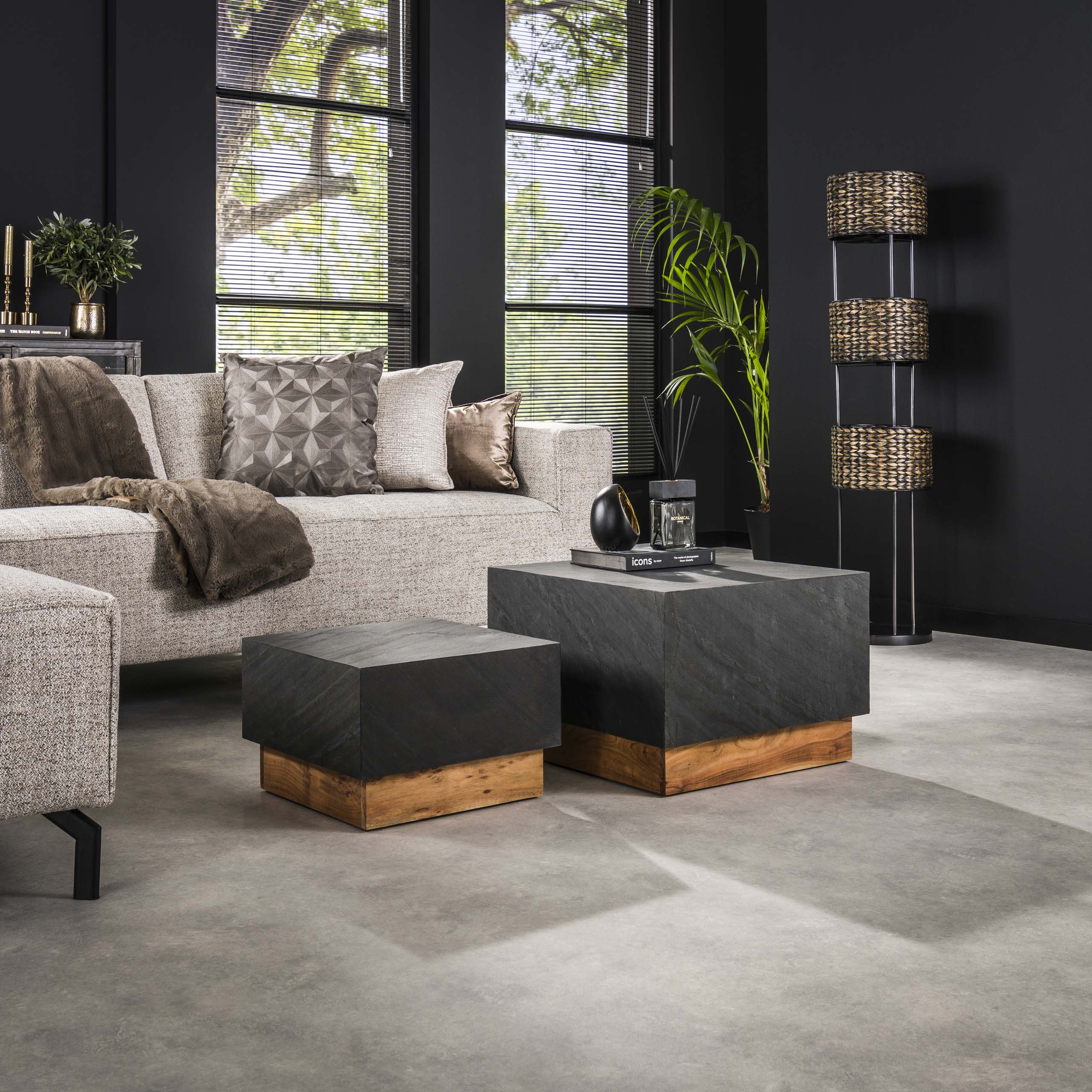 Table basse Blox Slate lot de 2 - Ardoise