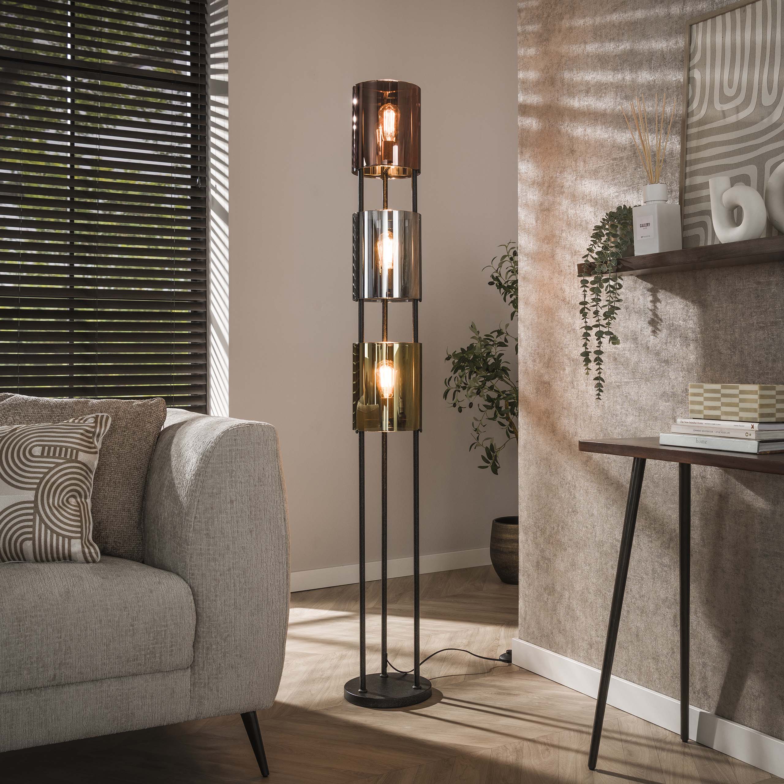 Lampadaire Lucente Tricolore 3 lumières - Noir arctique