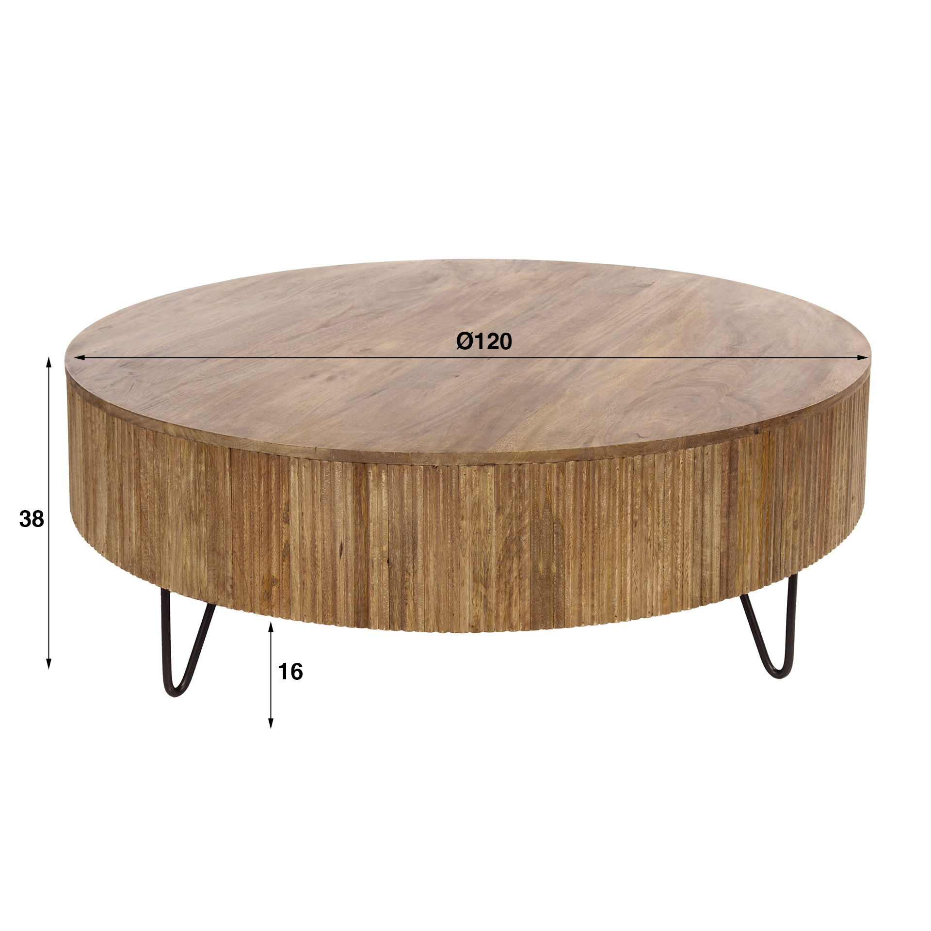Table basse Wave Ø120 cm - Manguier massif sable