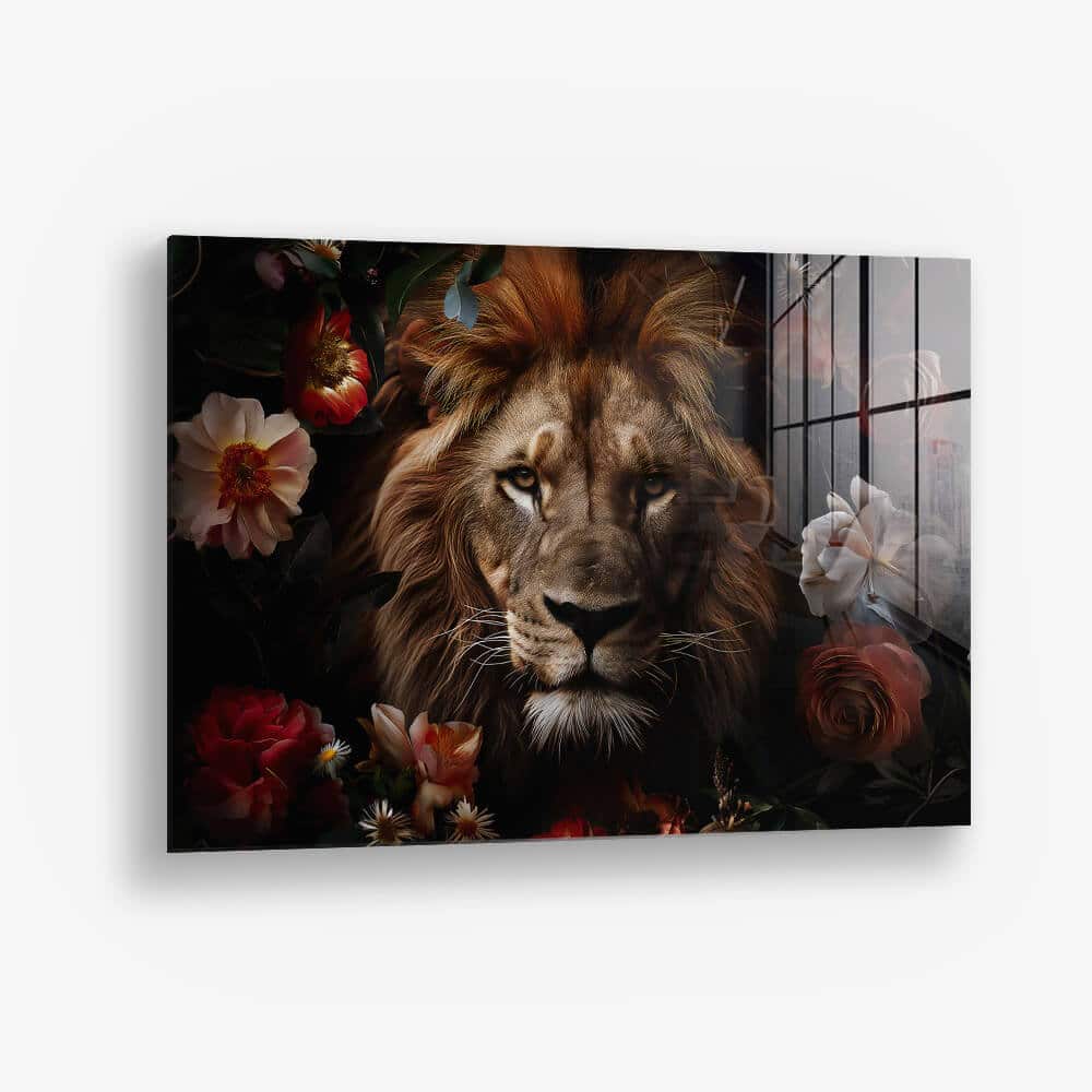 Lion in Flowers – Verre