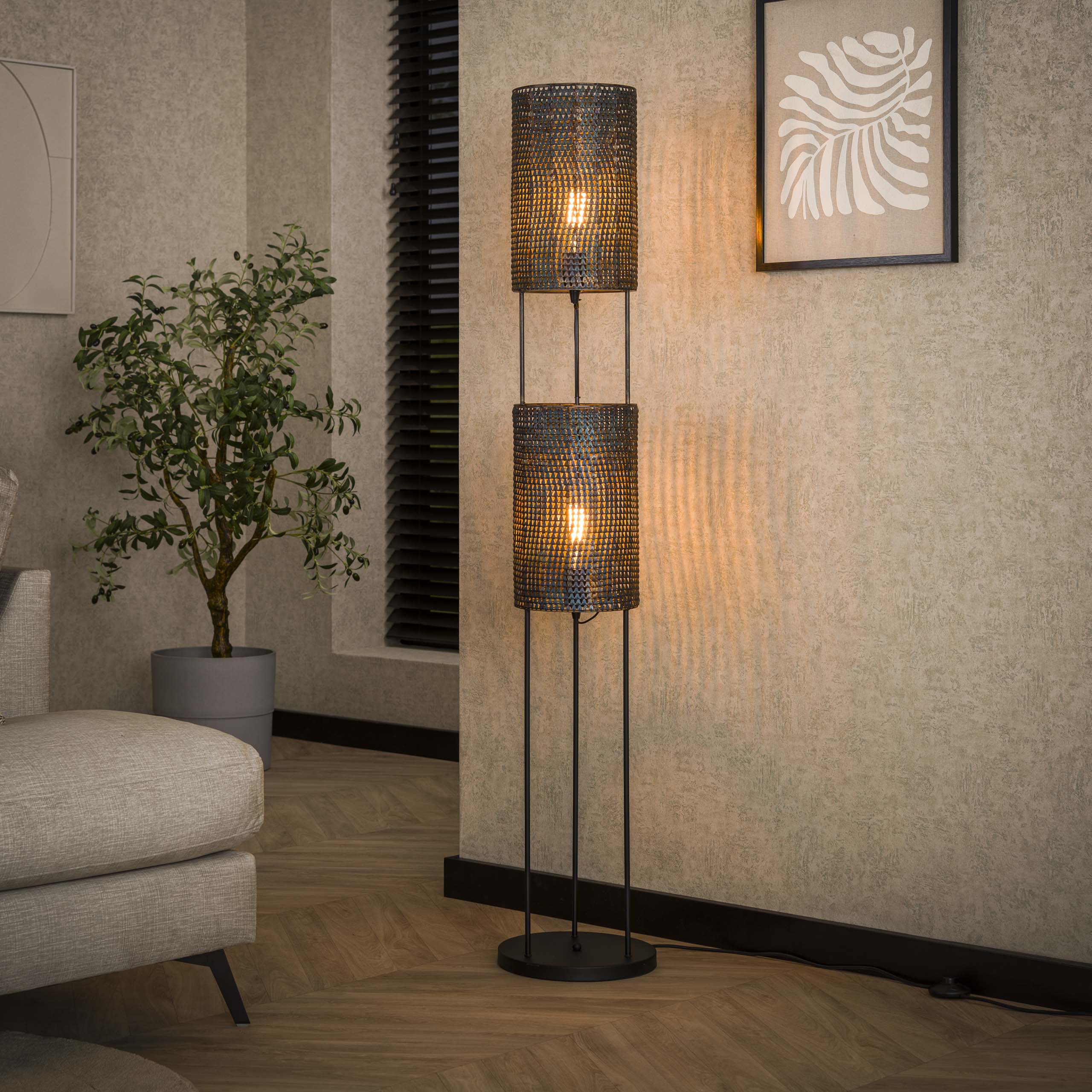 Lampadaire 2L Cylindre Mesh