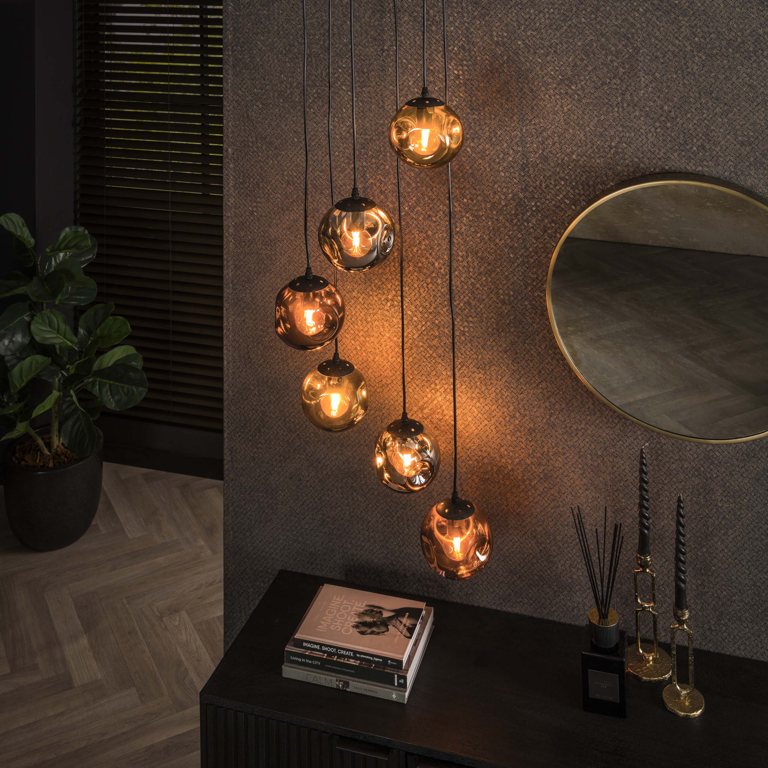 Lampe suspendue Stellar à gradins 6 lumières Artic noir