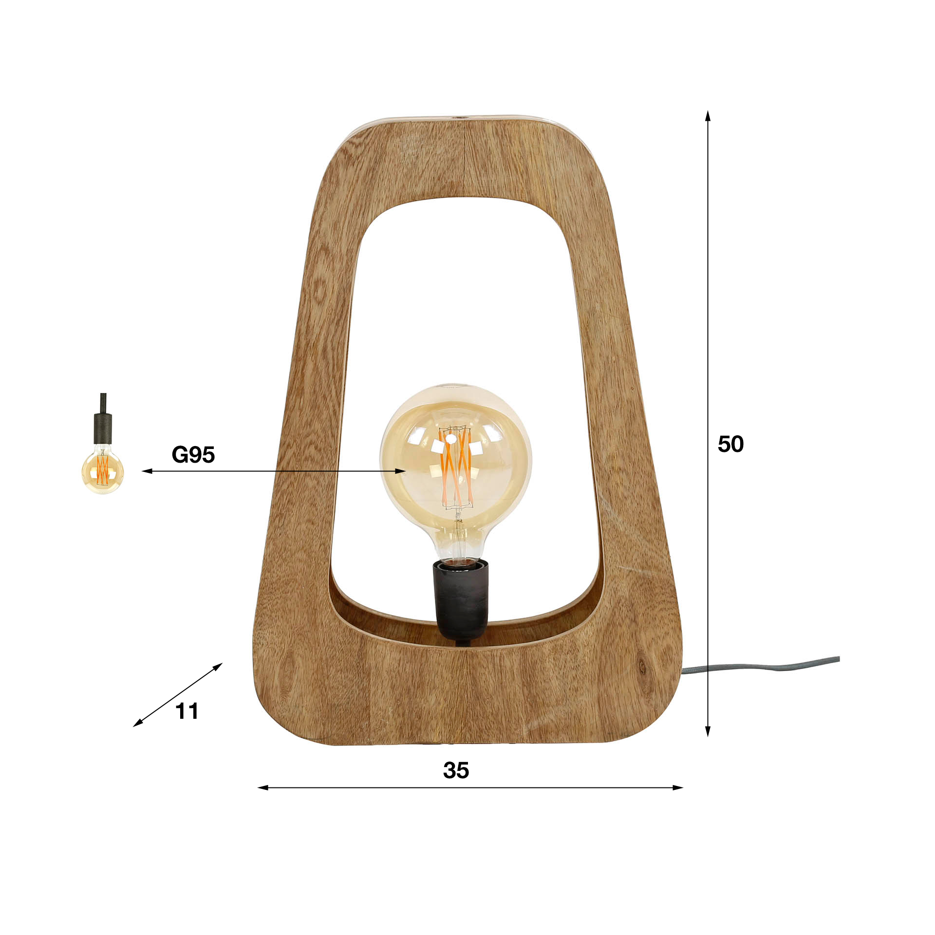 Lampe de table 1L bray / Manguier massif naturel