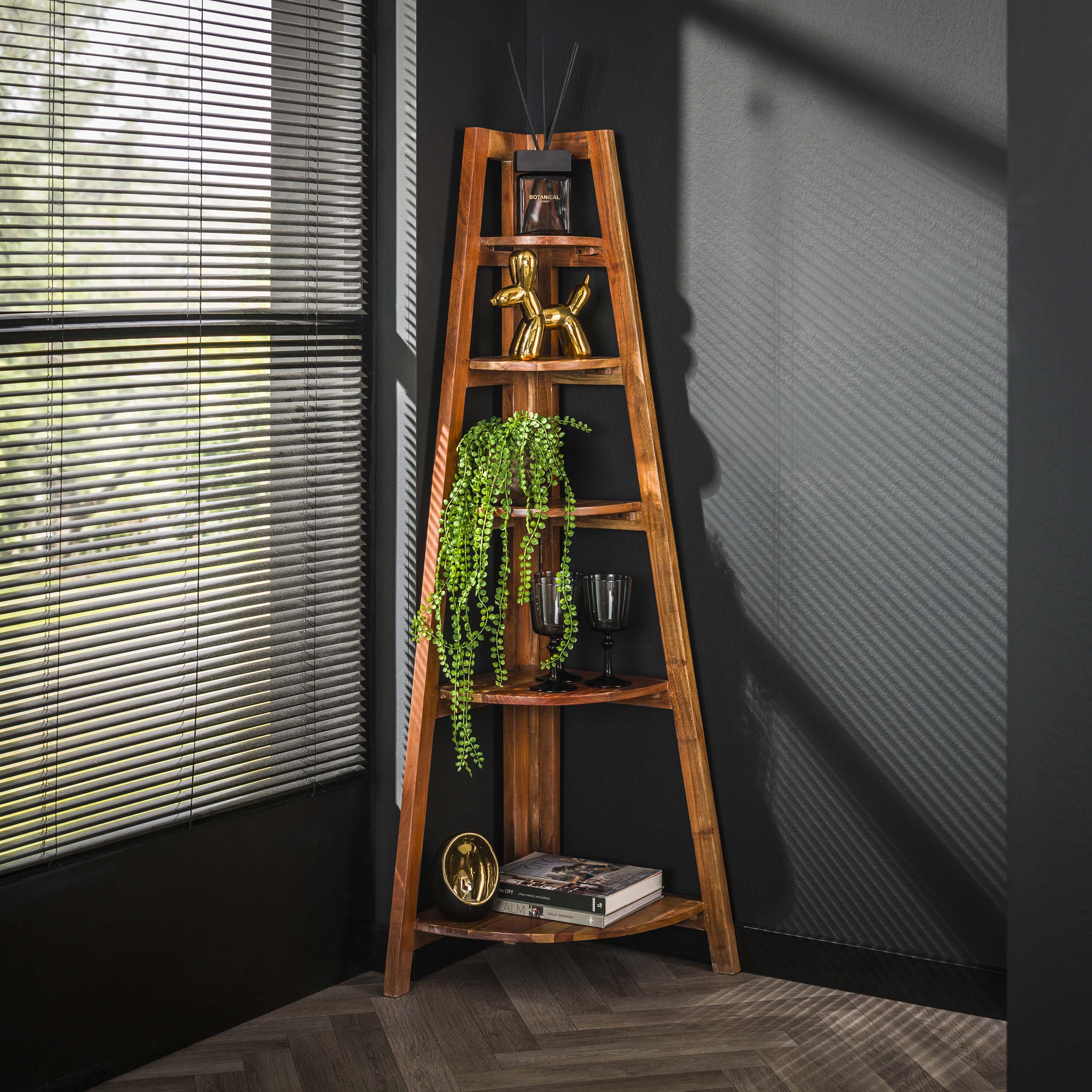Etagère d'angle Angle - Acacia massif sable