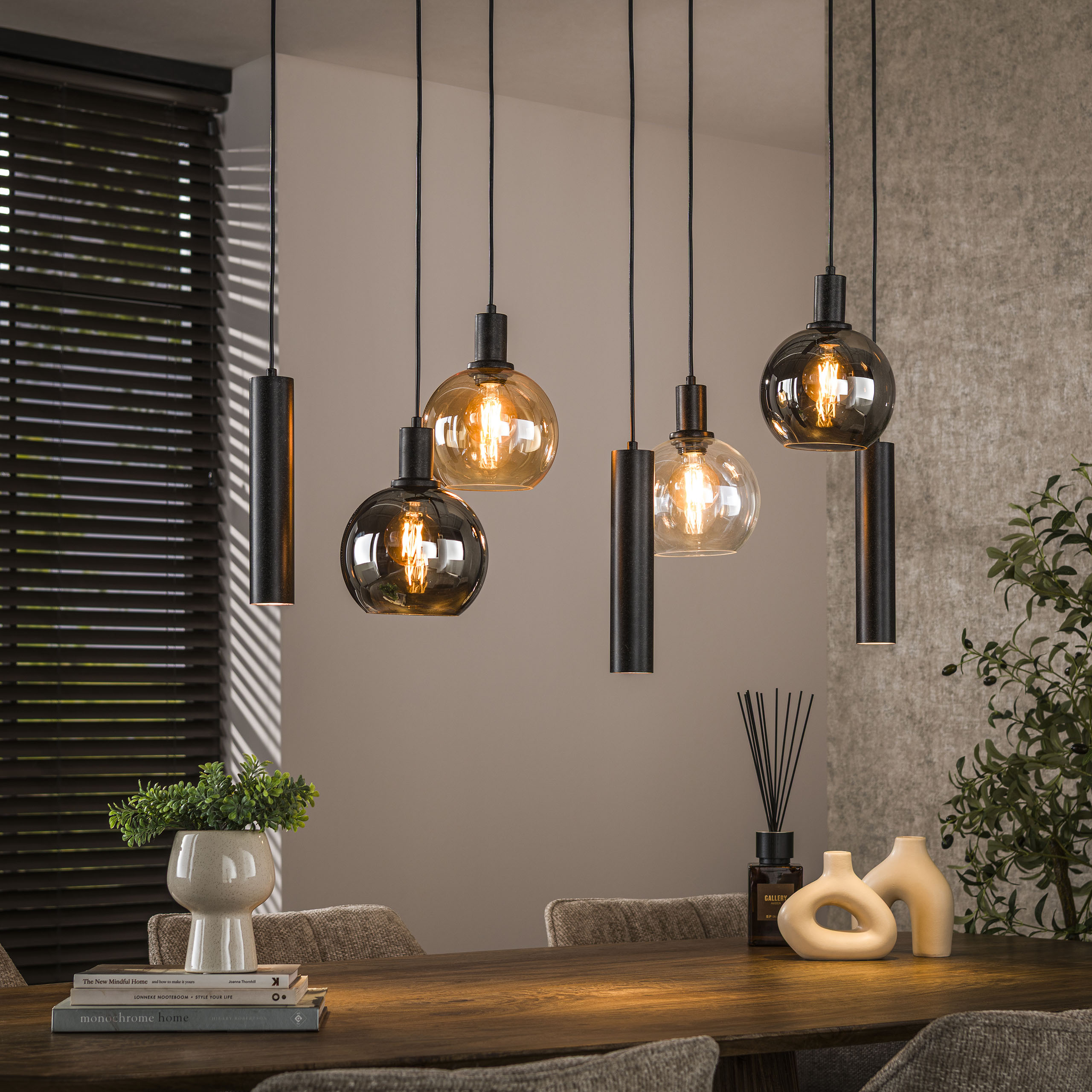 Lampe suspendue Sfera Tricolore 4+3 - Noir arctique