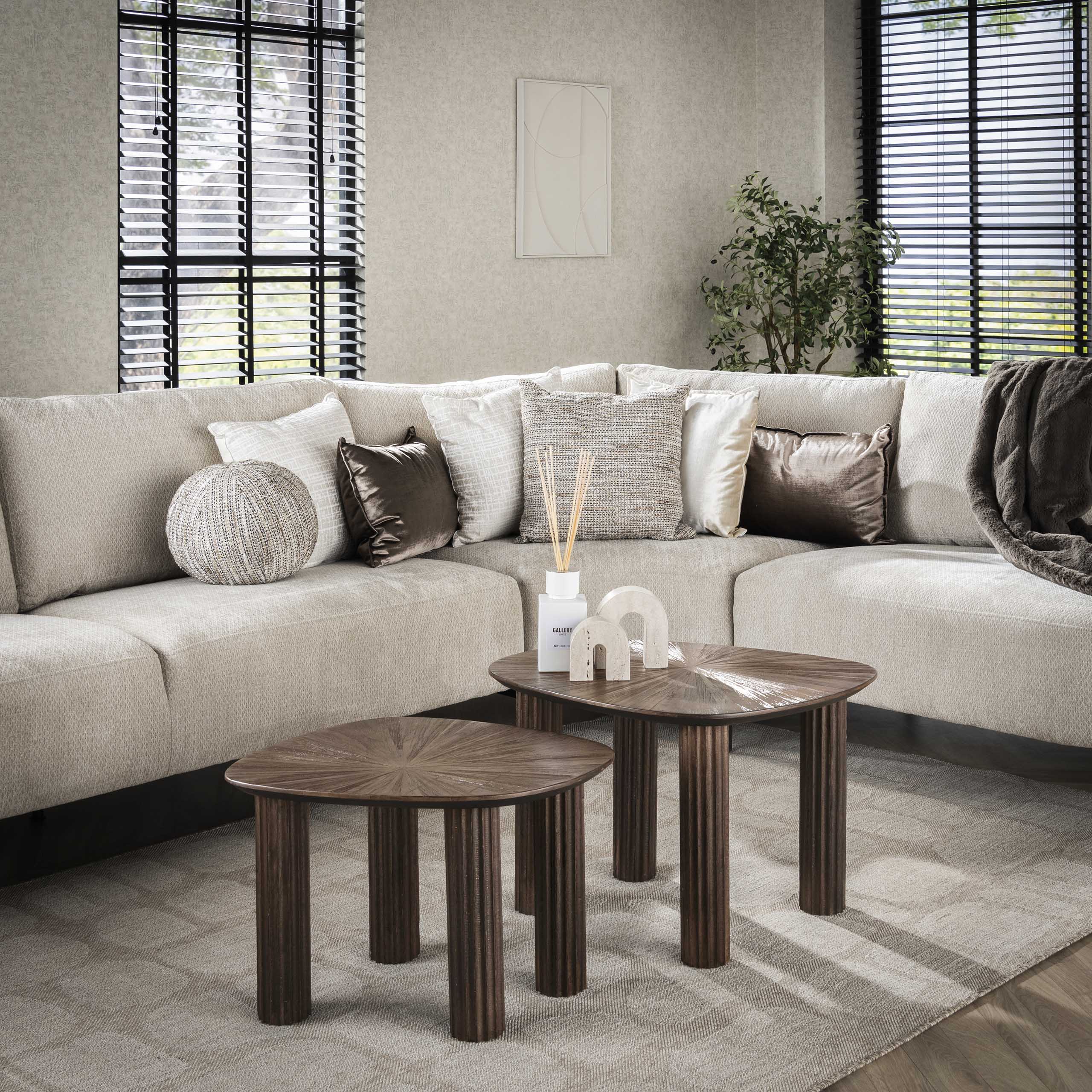 Table basse Maya en teck quadrangulaire - lot de 2