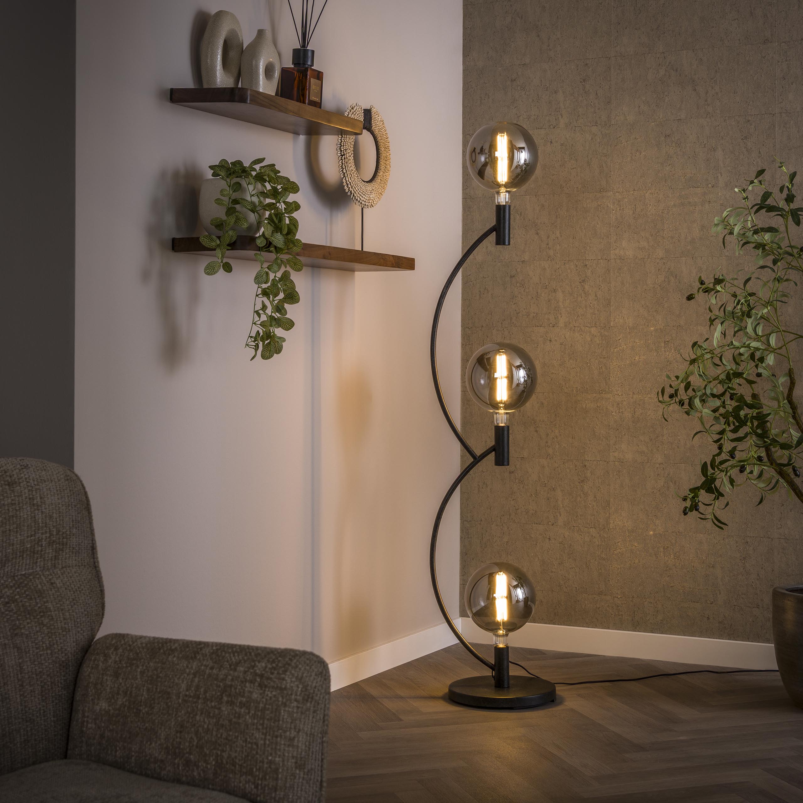 Lampadaire Arcus 3 lumières - Noir arctique