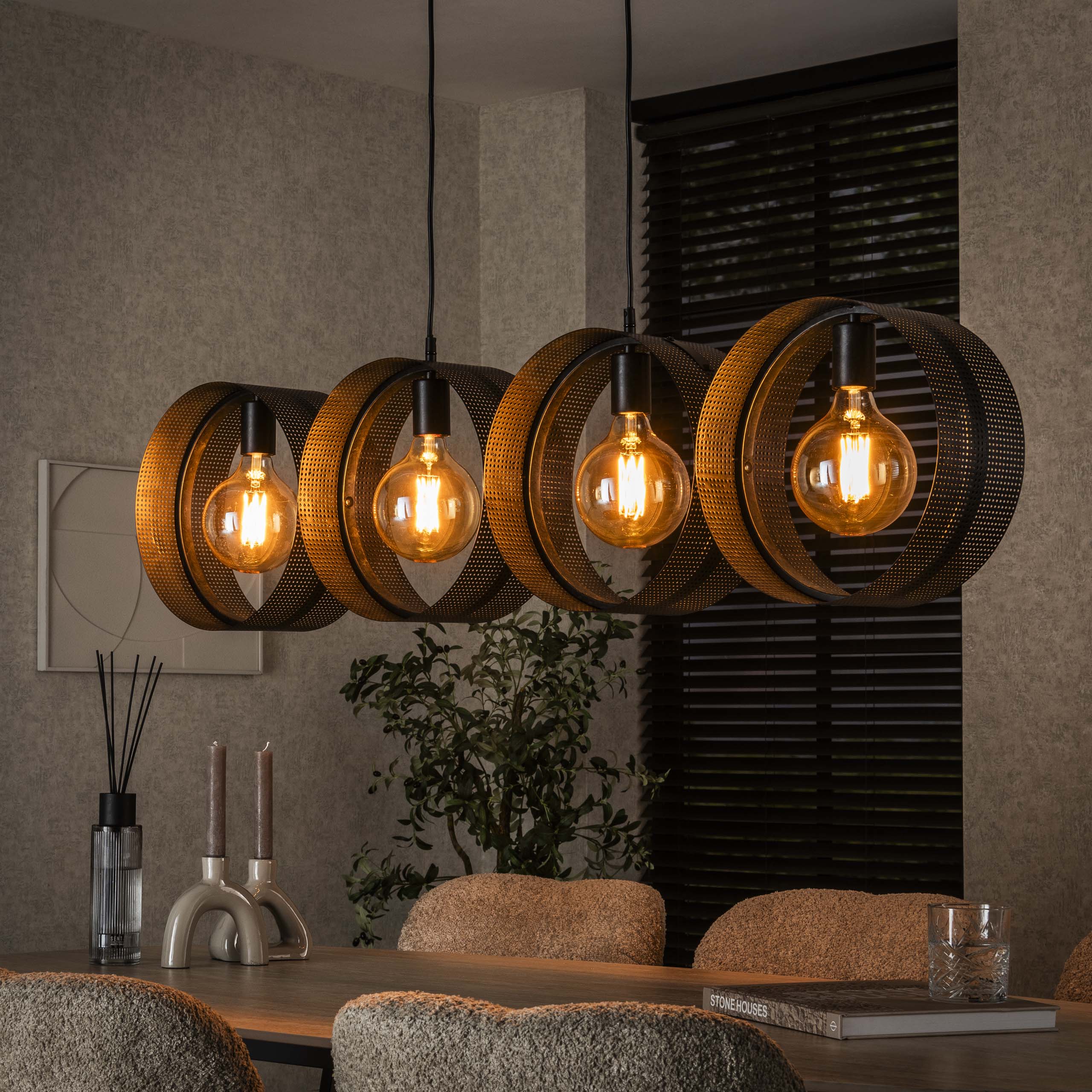 Lampe suspendue Ring mesh 4 lumières - Charbon
