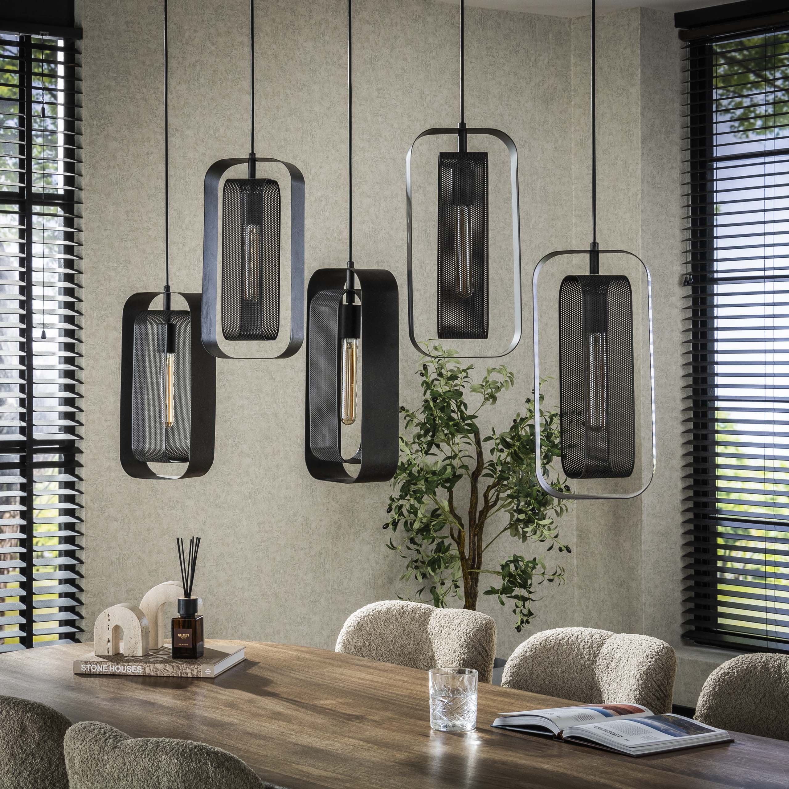 Lampe suspendue 5L maille rotative / Artic noir