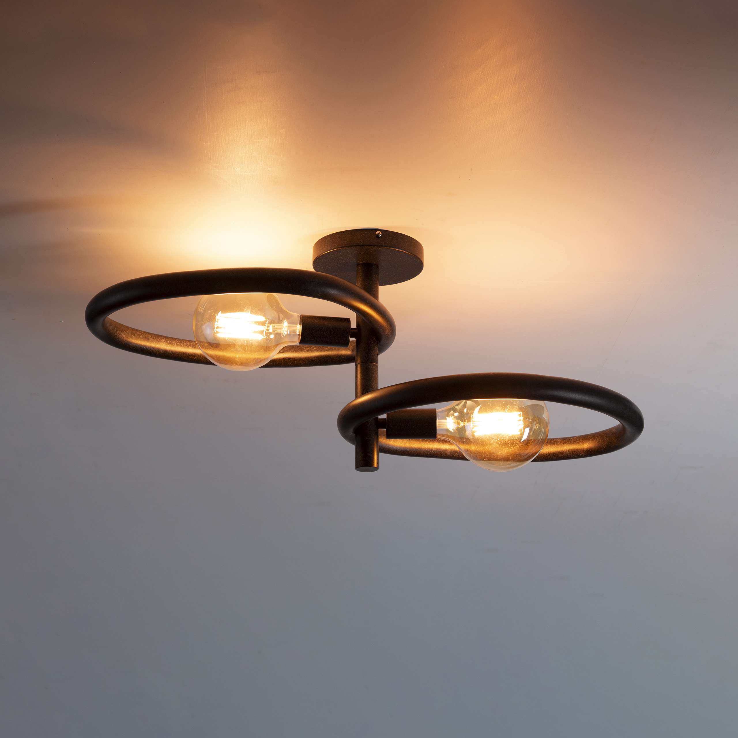 Plafonnier Pebble 2 lumières - Noir arctique