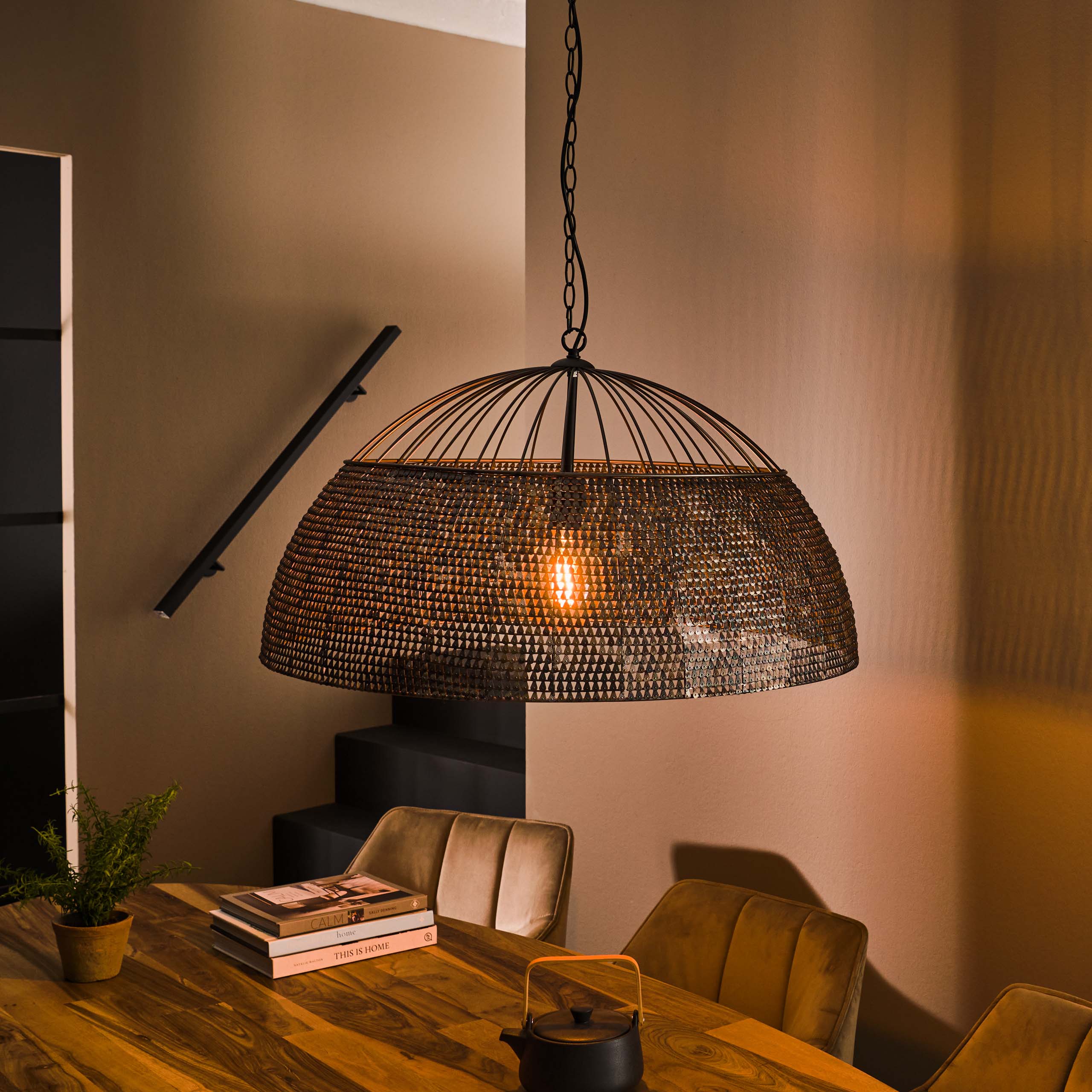Lampe à suspension Ø80 armure / Marron noir
