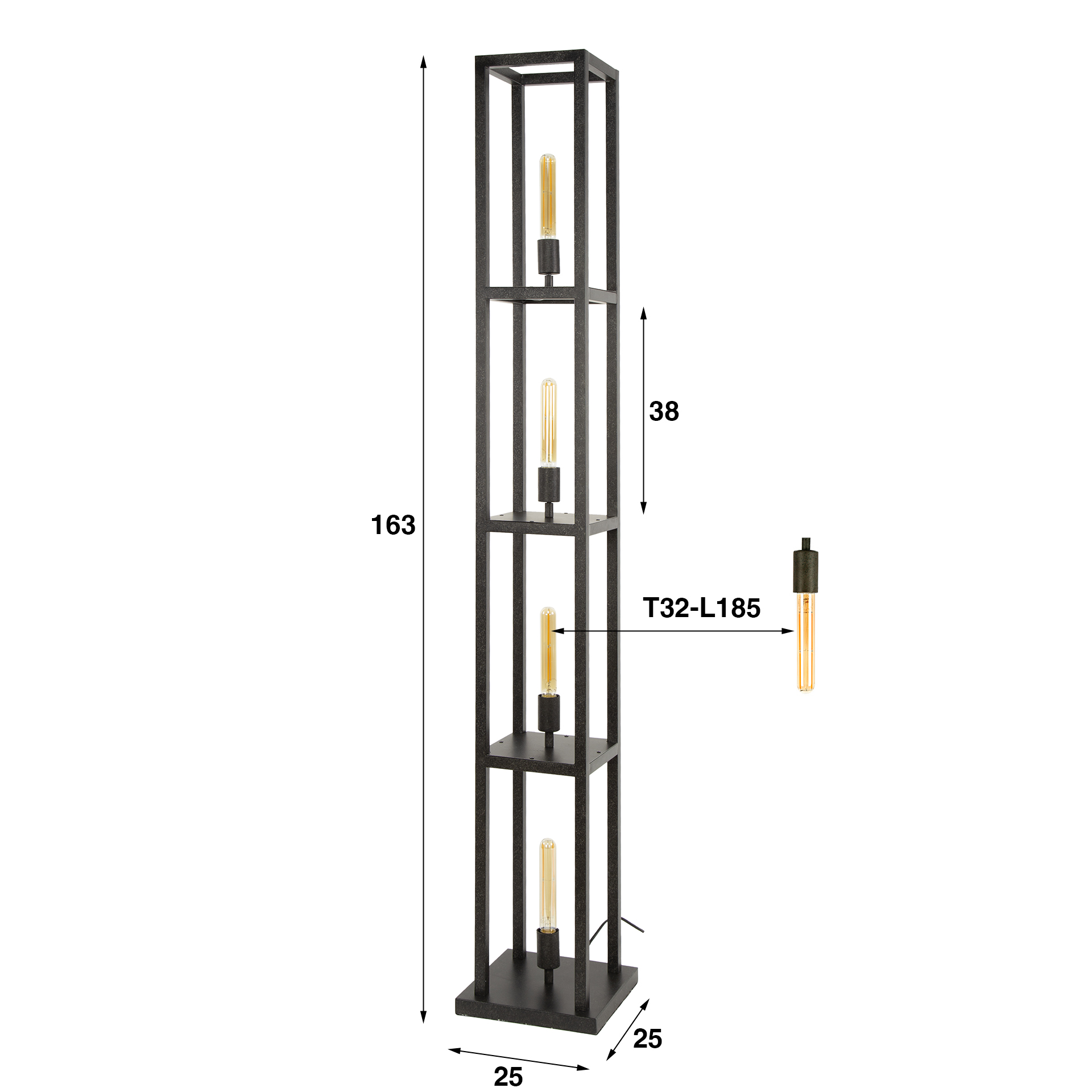 Lampadaire Quadra 4 lumières - Noir arctique