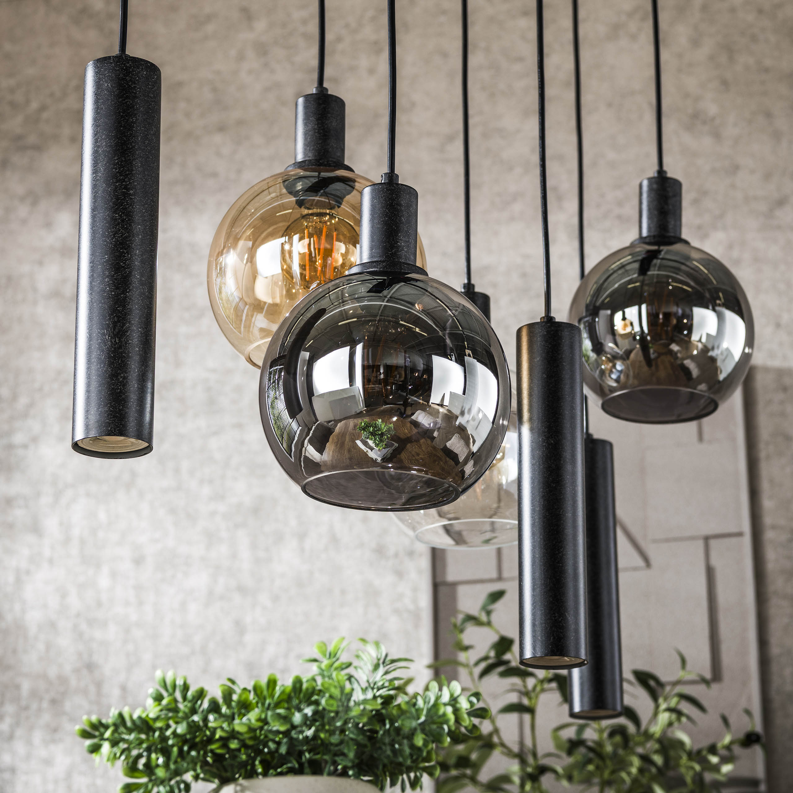 Lampe suspendue Sfera Tricolore 4+3 - Noir arctique