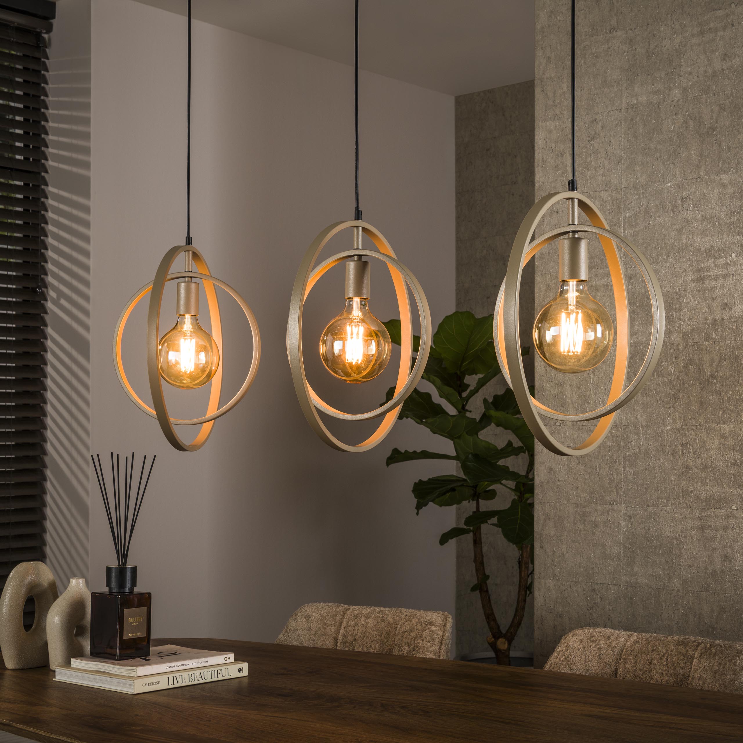 Lampe suspendue Turn Around 3 lumières - Beige
