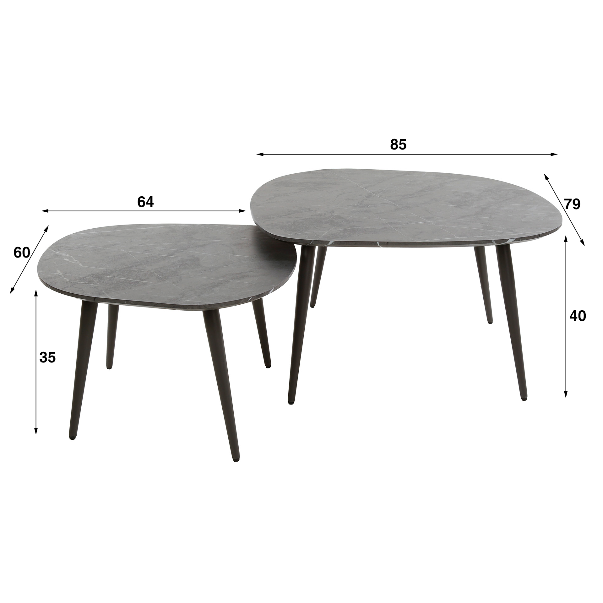 Set de 2 tables basses rock organique / 3D noir marron