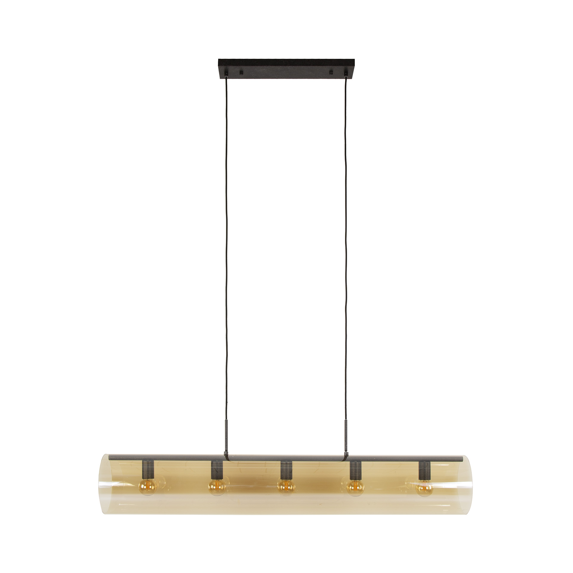 Lampe à suspension tube 5L verre ambré / Noir Artic