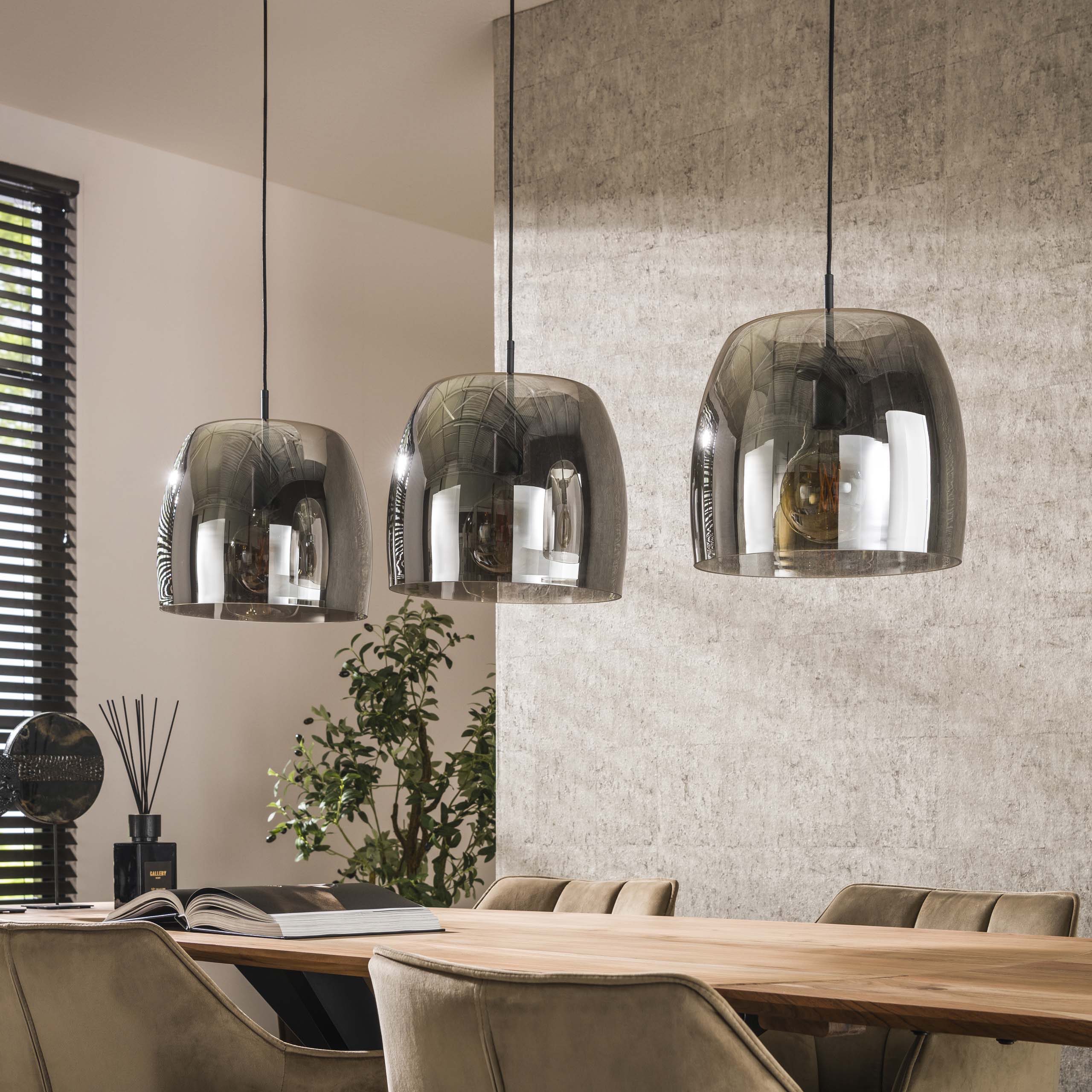 Lampe suspendue 3L verre drift / Verre gris fumé