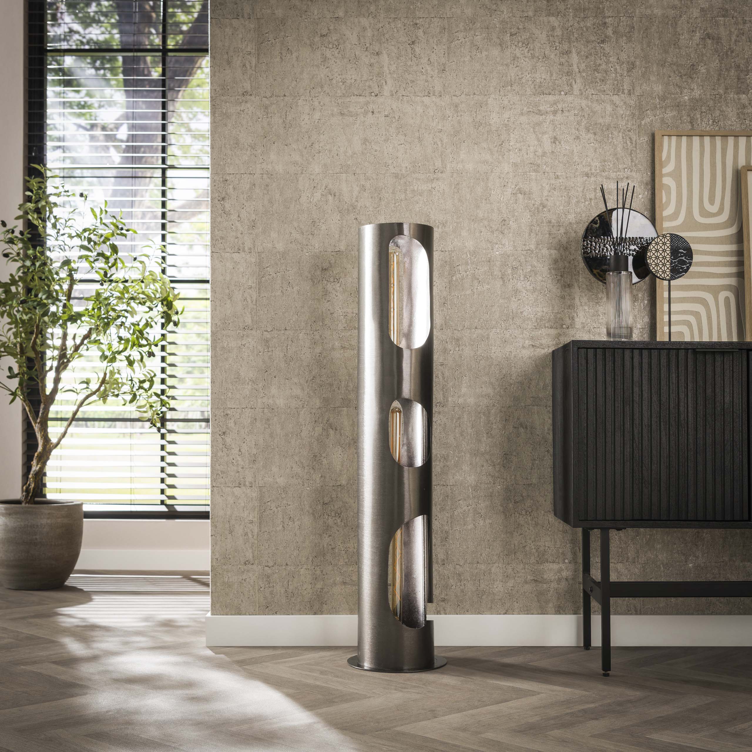 Lampadaire Organic Cylindre 3 lumières - Nickel noir