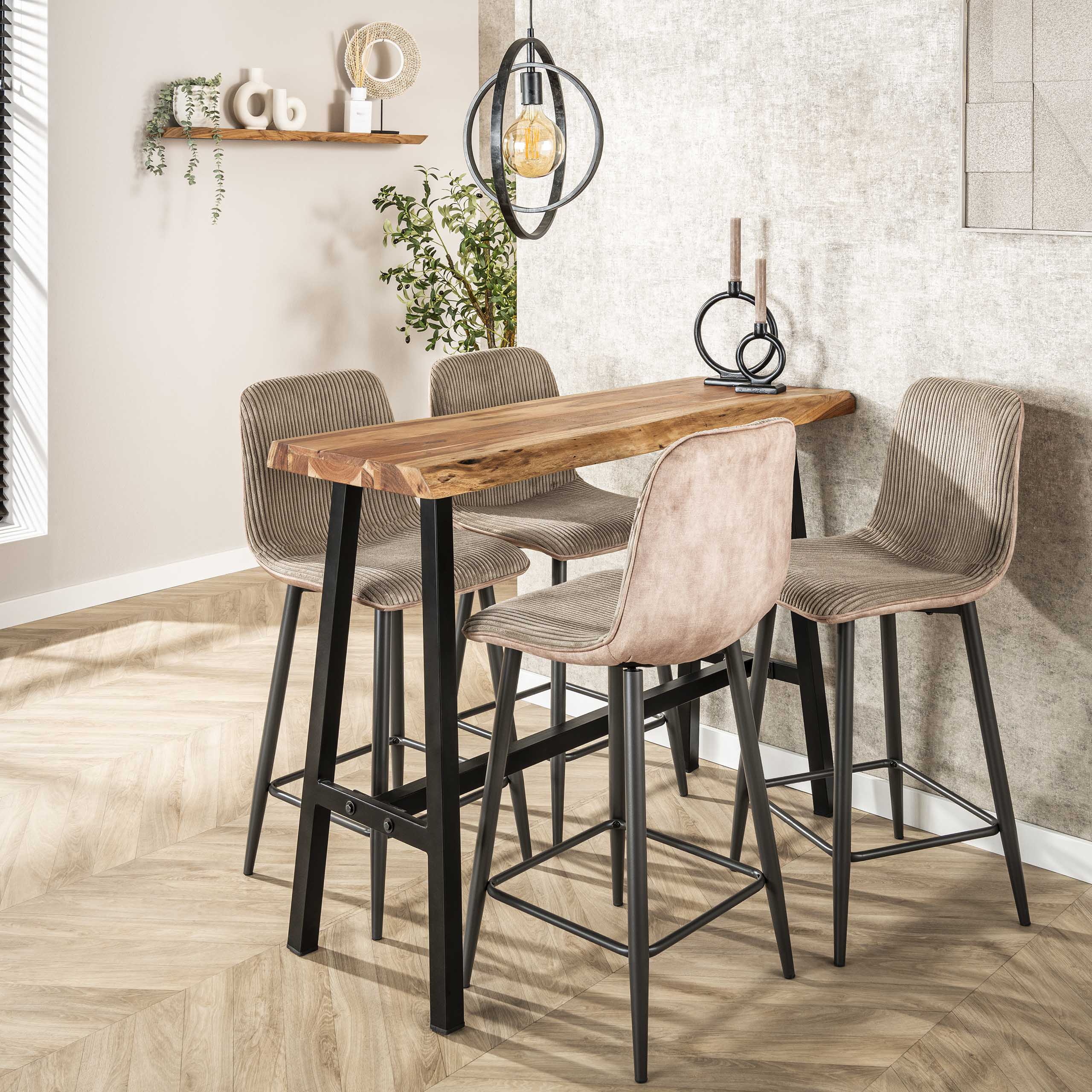 Chaise de bar Rib - emballé par 2 - Sable rocheux