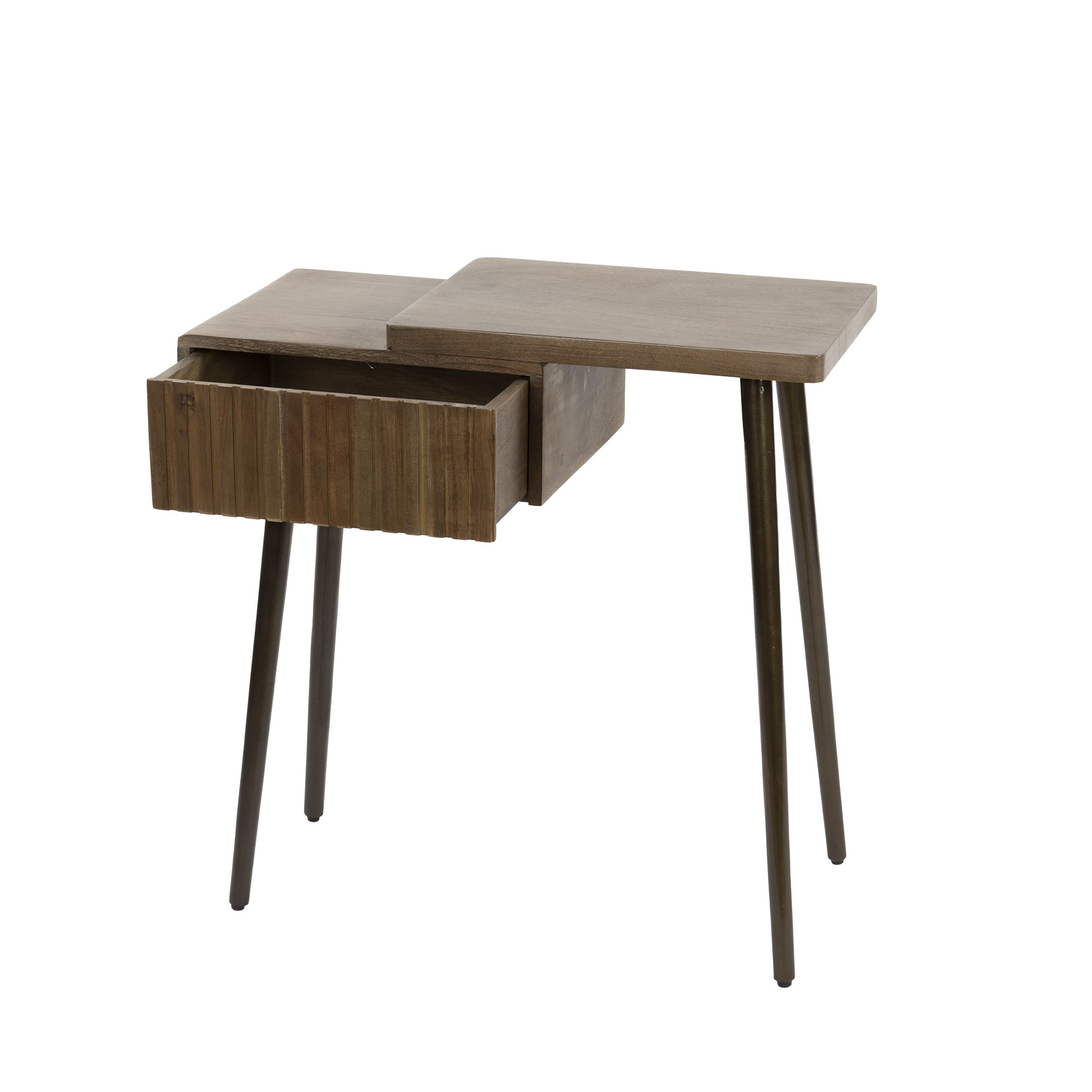 Table de chevet Carve 1 tiroir à droite - Acacia massif marron