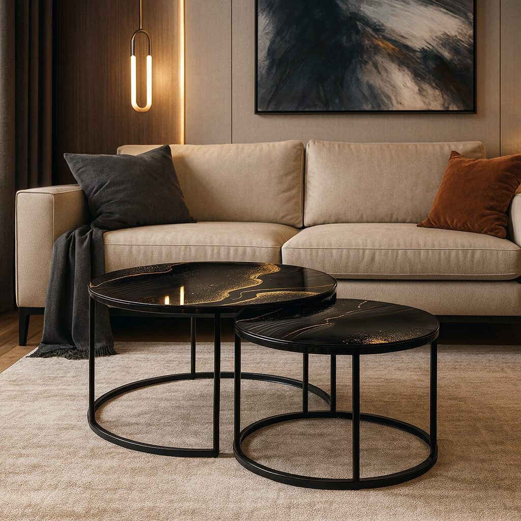 Table basse Noir - Pierre Noir & Or