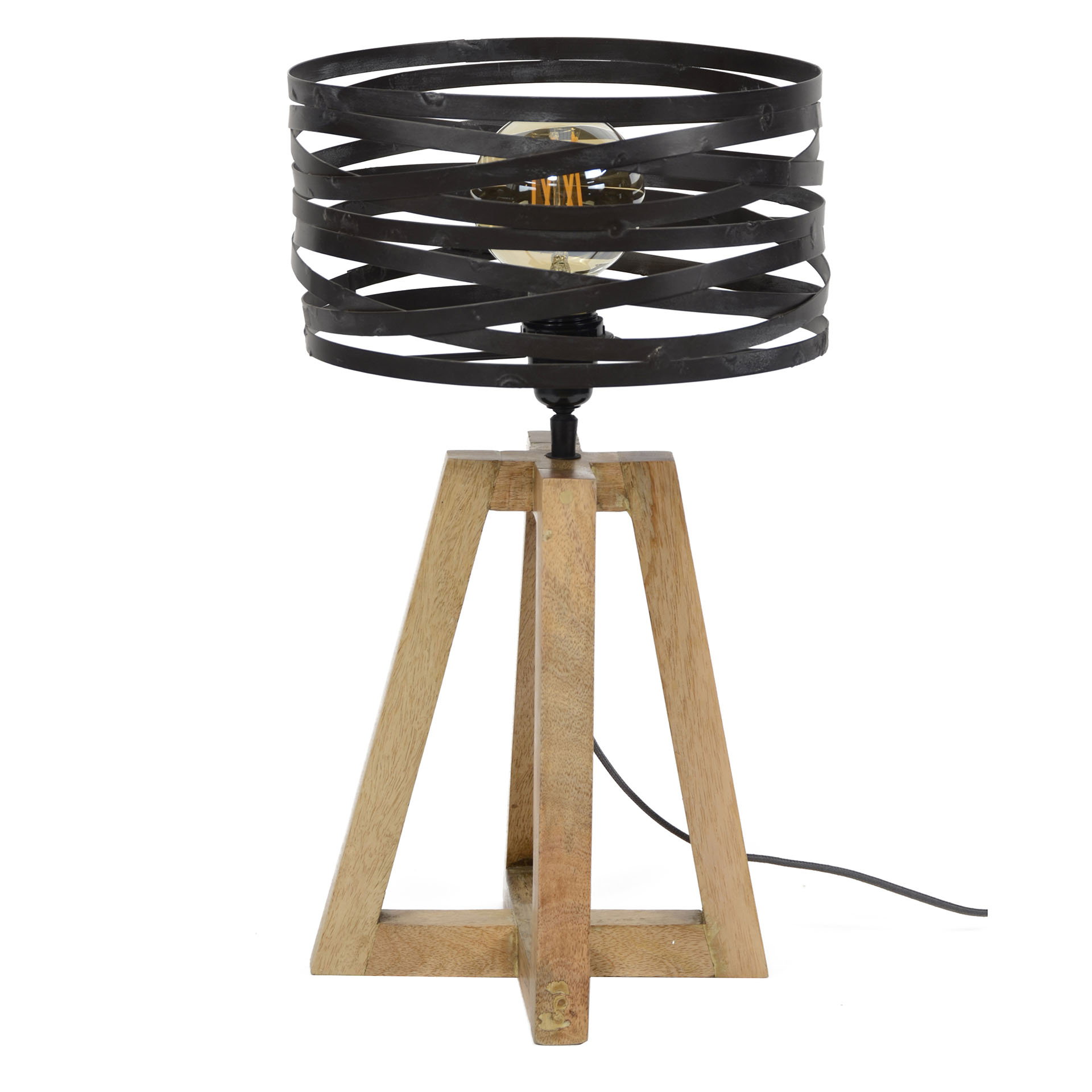 Lampe de table twist structure croix en bois / Gris ardoise