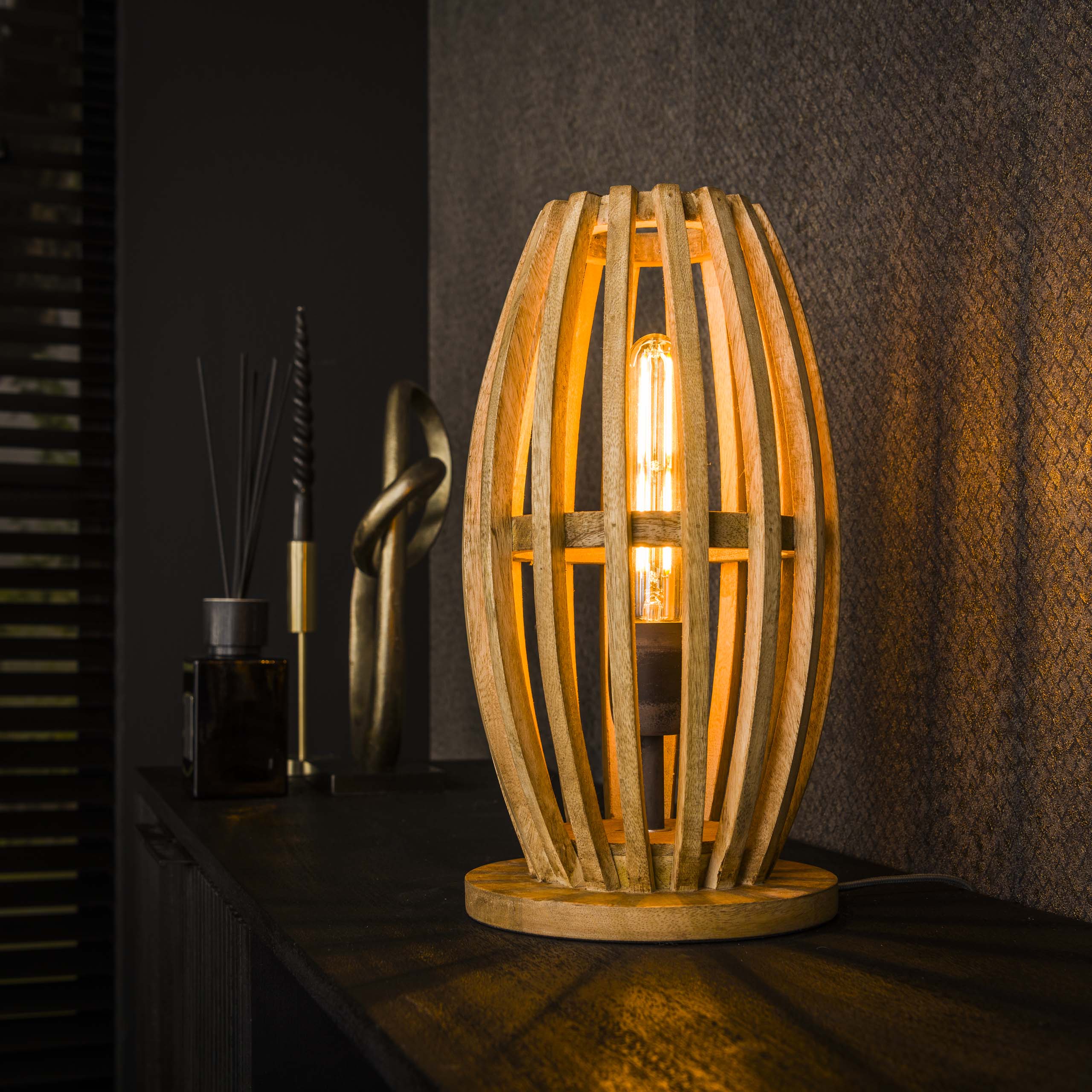 Lampe à poser 1L orbite / Manguier massif naturel