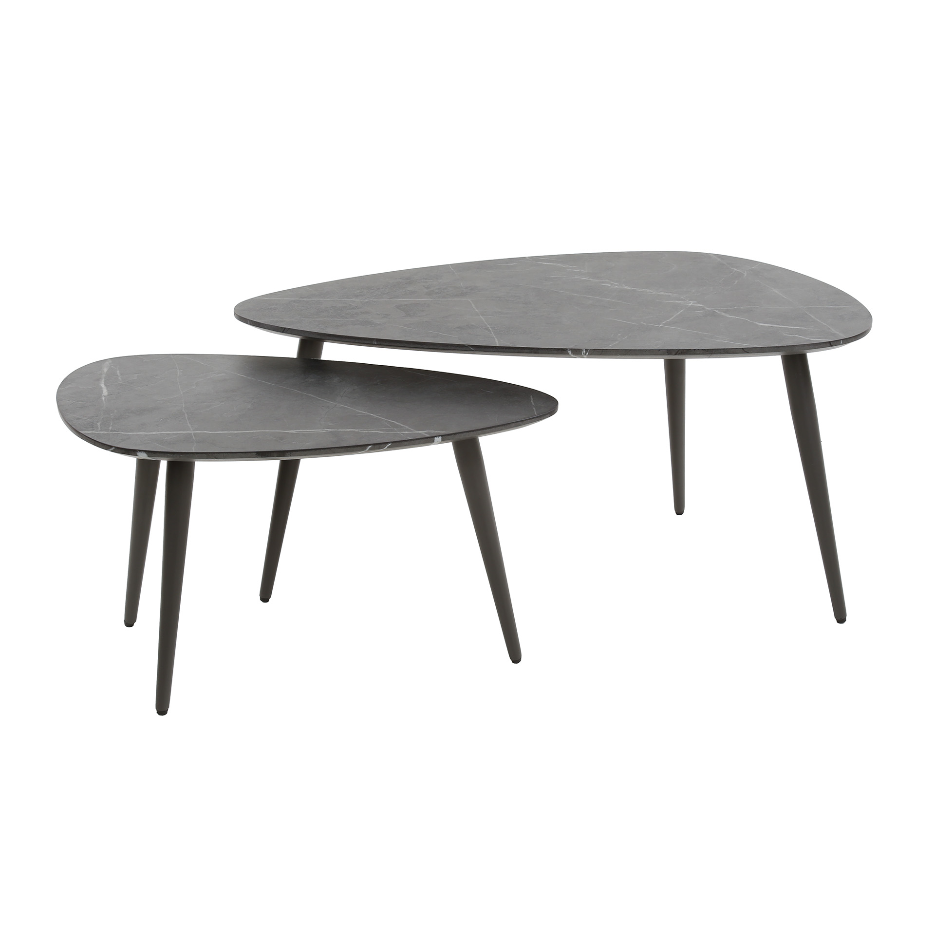 Set de 2 tables basses forme poire bio / 3D noir marron