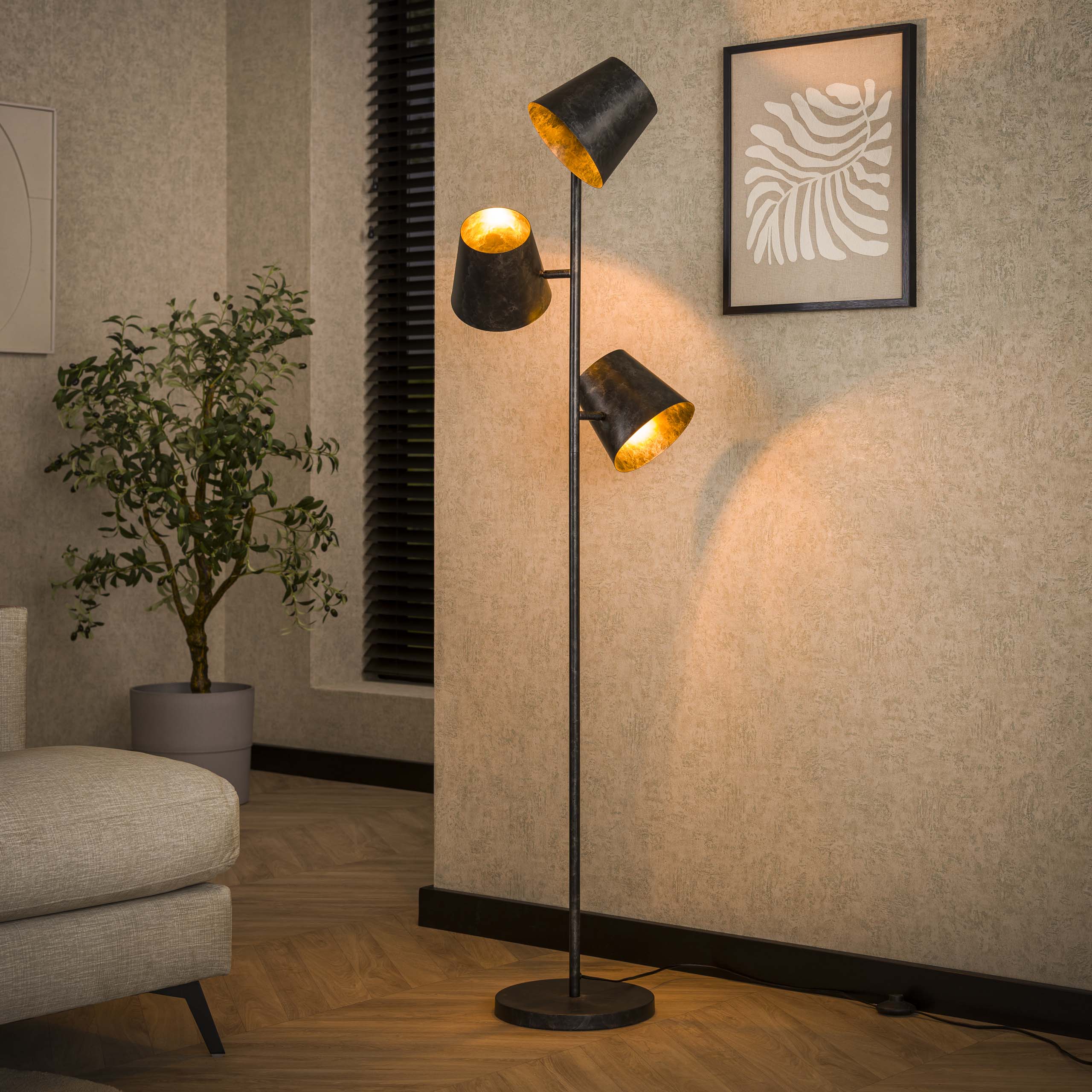 Lampadaire Kinetic 3 lumières - Charbon