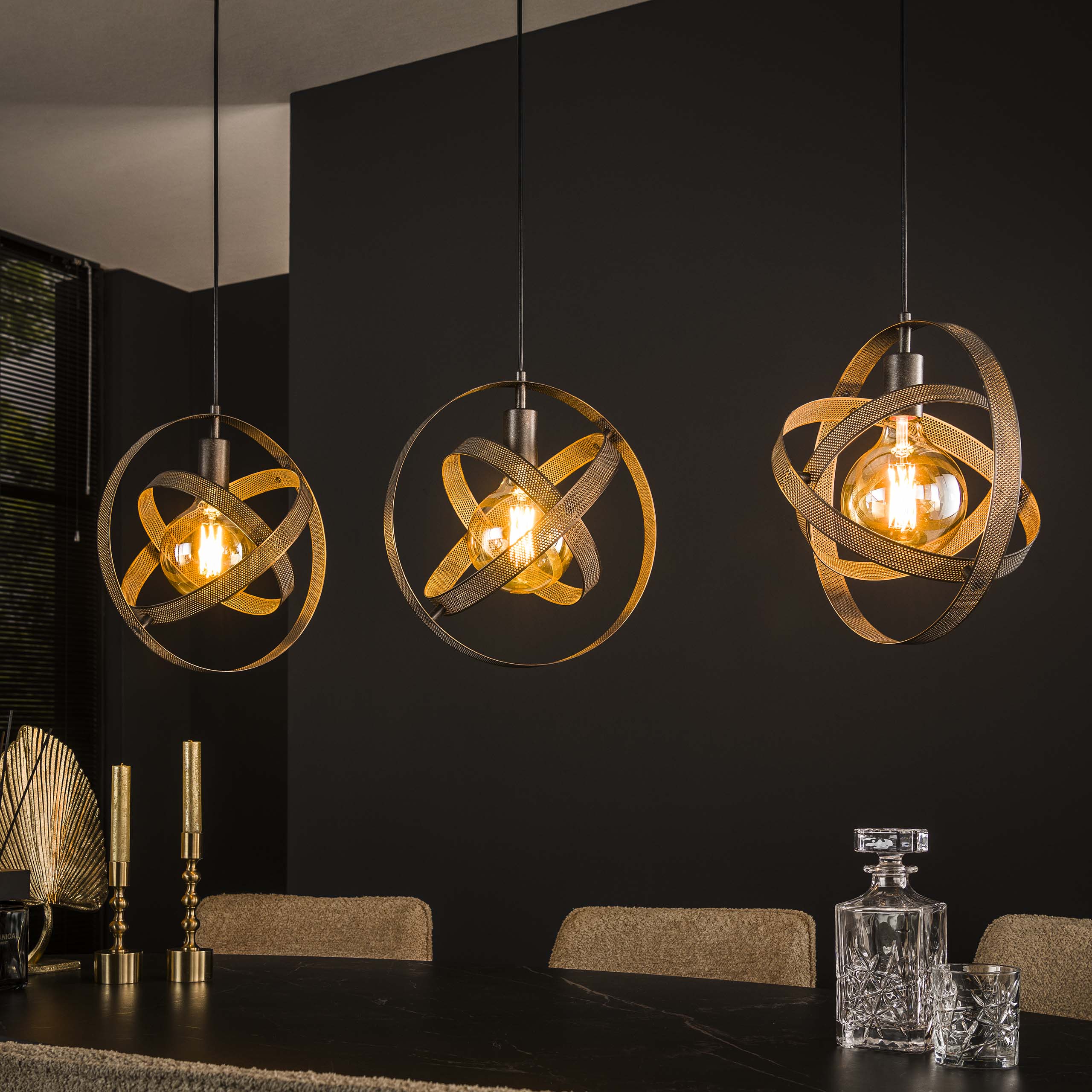 Lampe suspendue 3L maille cosmos / Noir Artic