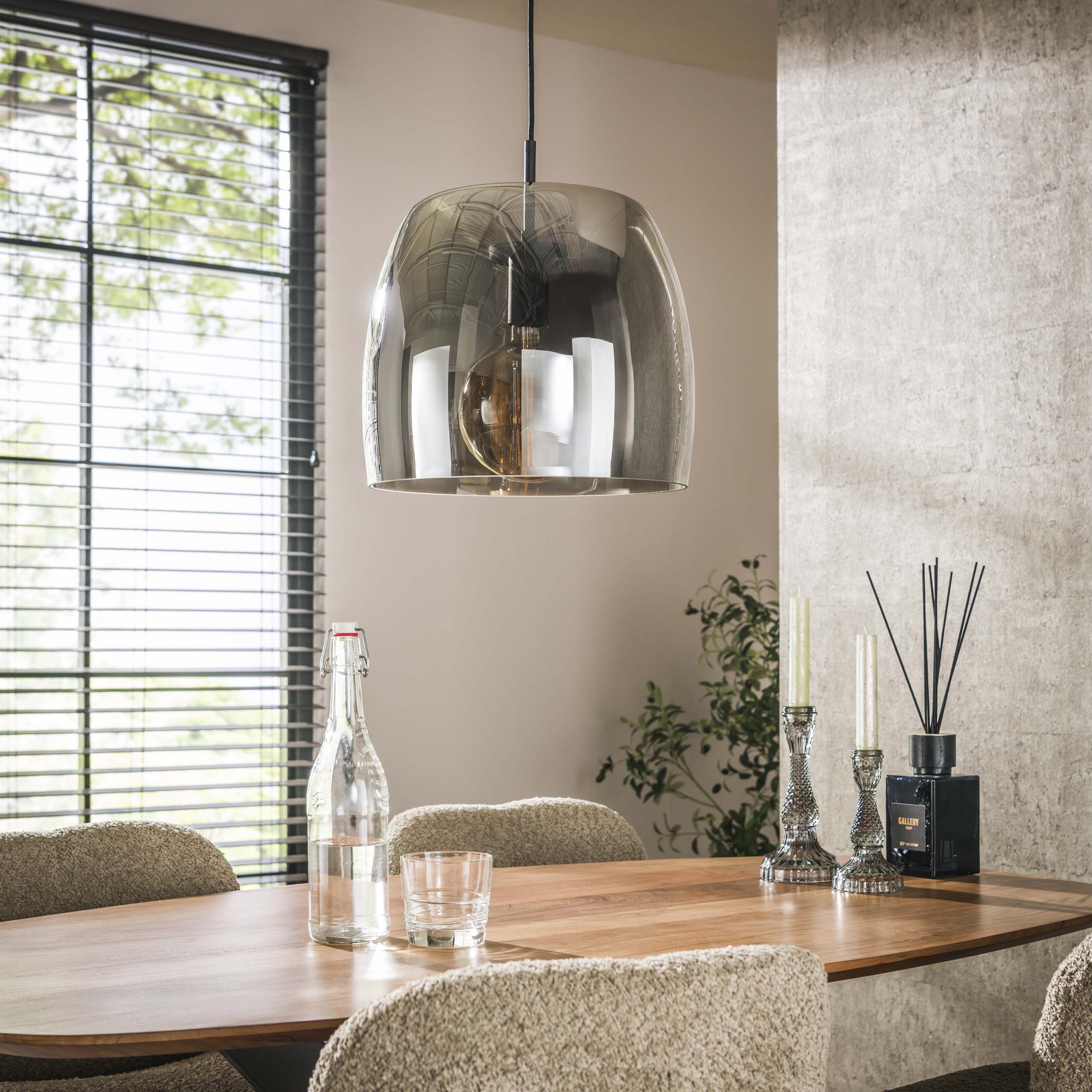 Lampe suspendue 1L verre drift / Verre gris fumé