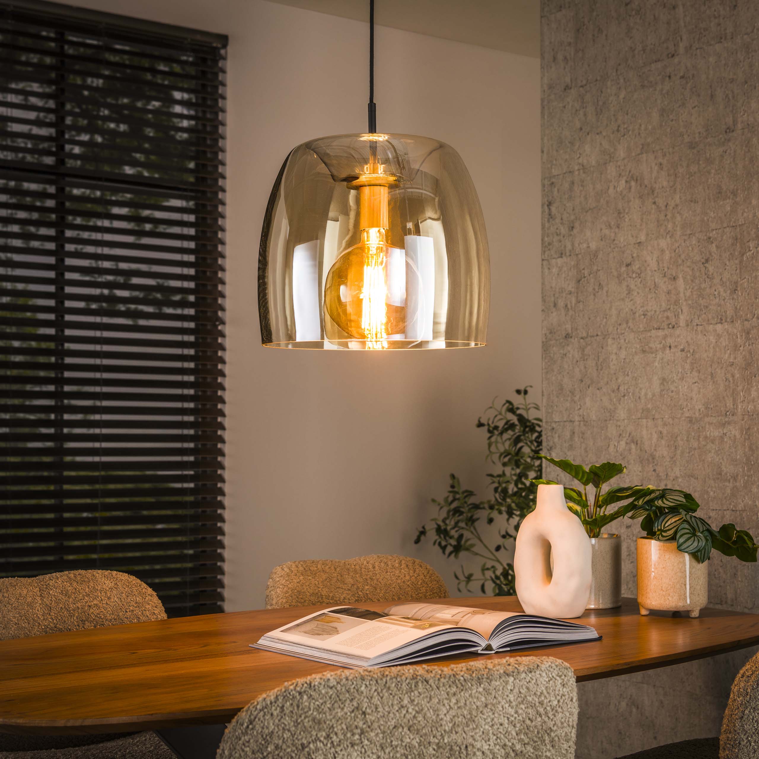 Lampe suspendue 1L verre drift / Verre couleur ambre