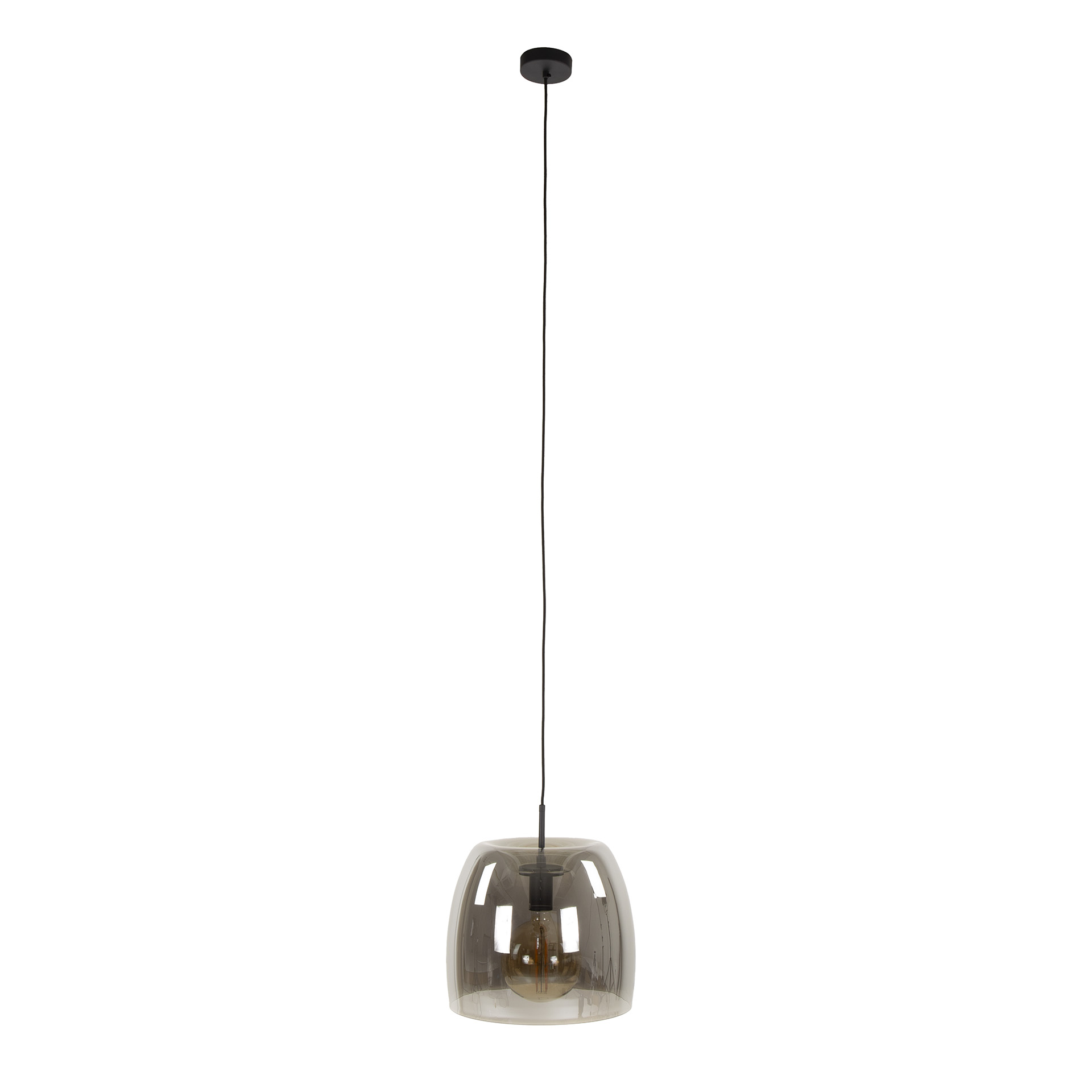 Lampe suspendue 1L verre drift / Verre gris fumé