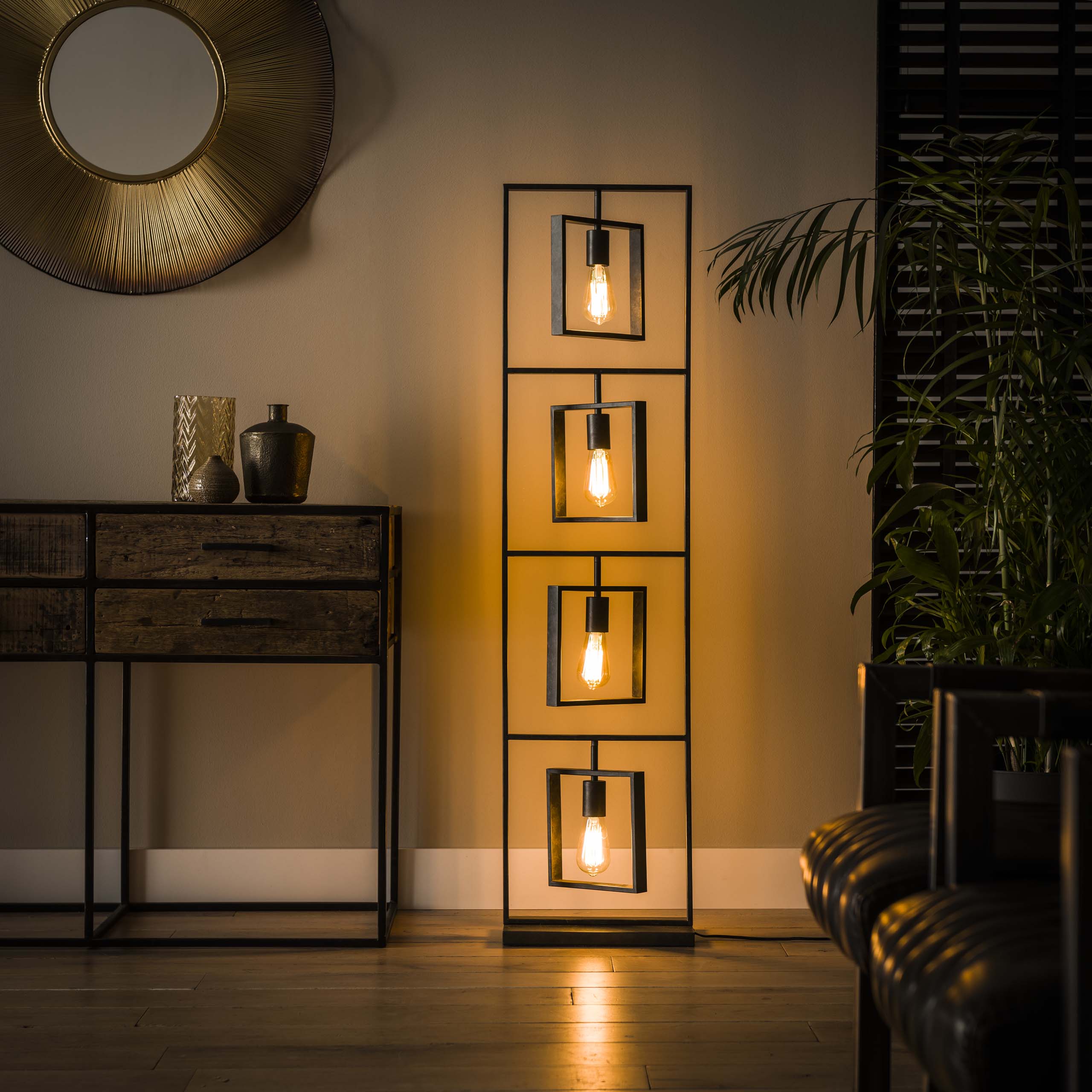 Lampadaire 4L Turn carré / Charbon