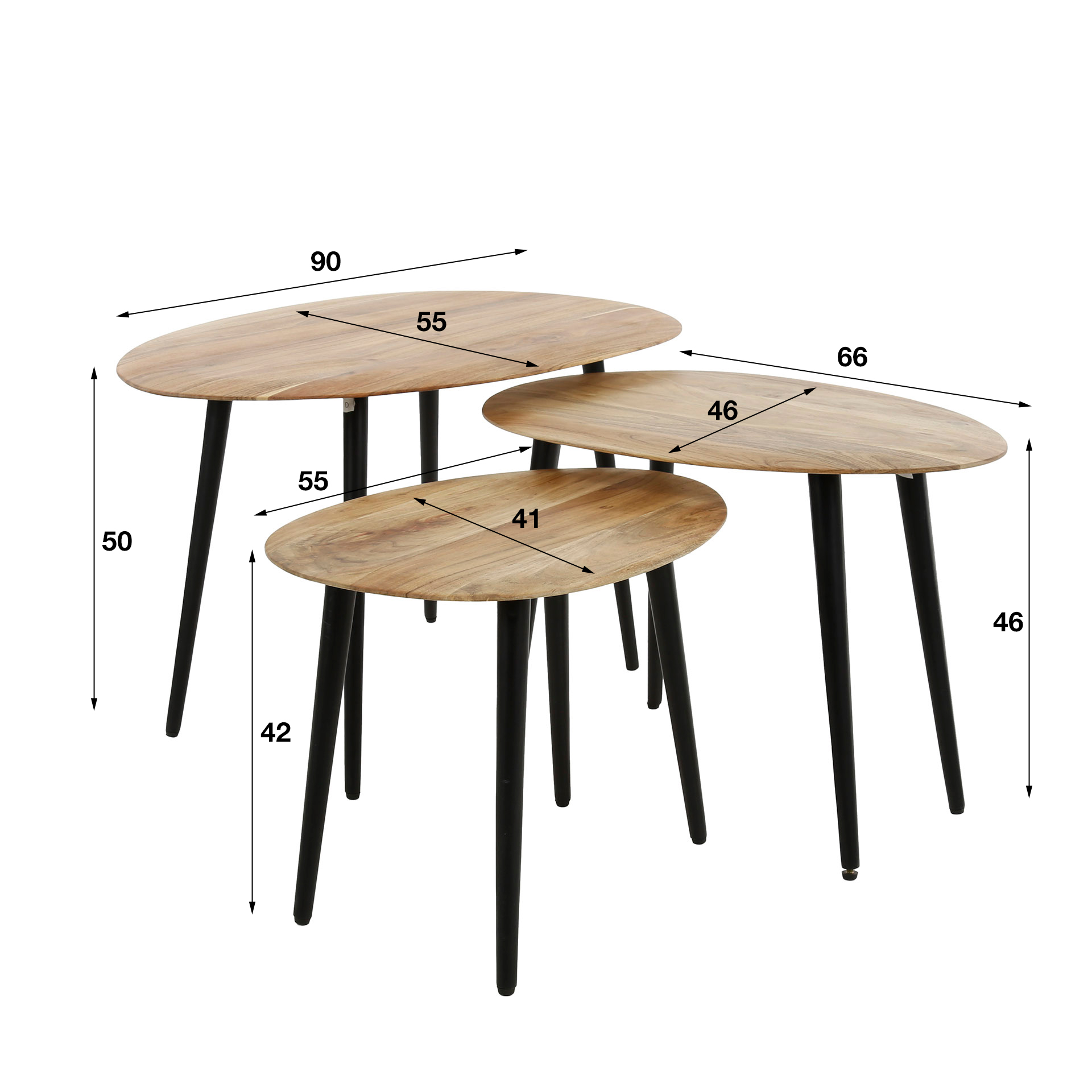 Set de 3 tables basses bio / Acacia massif naturel