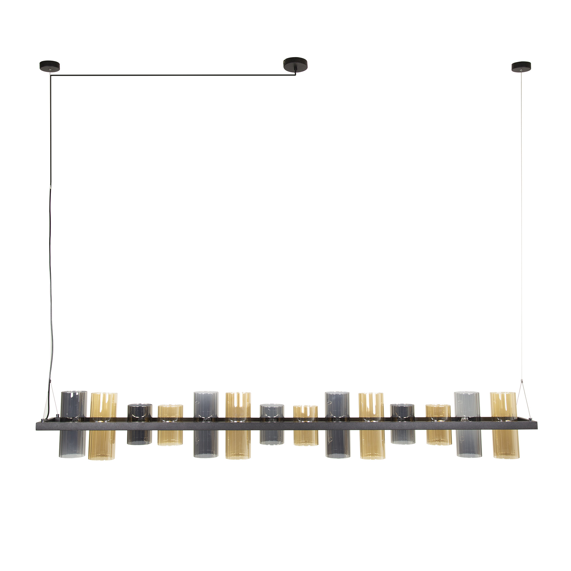 Lampe suspendue cylindre 14L verre mixte (G9) / Noir Artic
