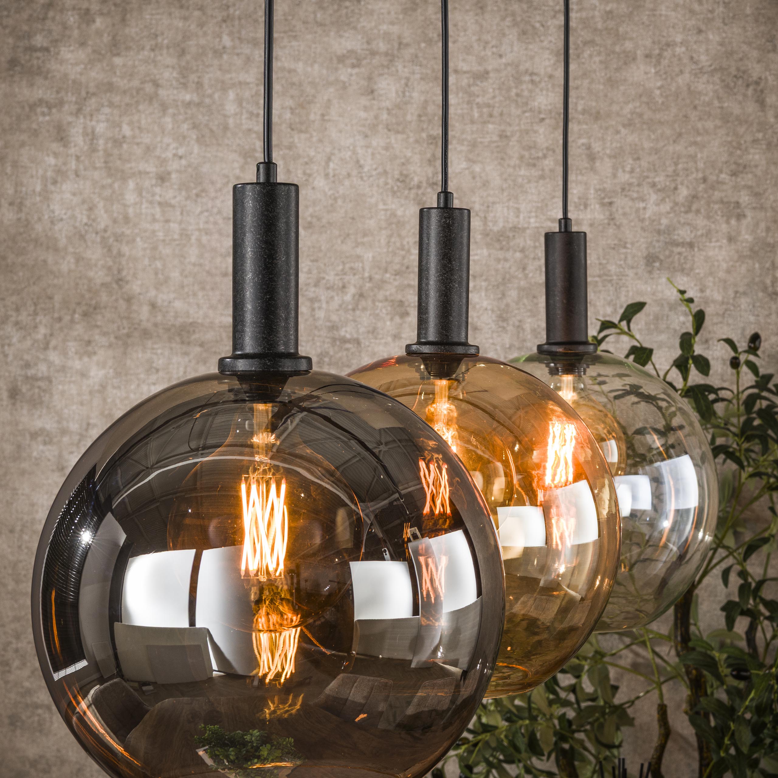 Lampe suspendue Sfera Tricolore 3 lumières - Noir arctique