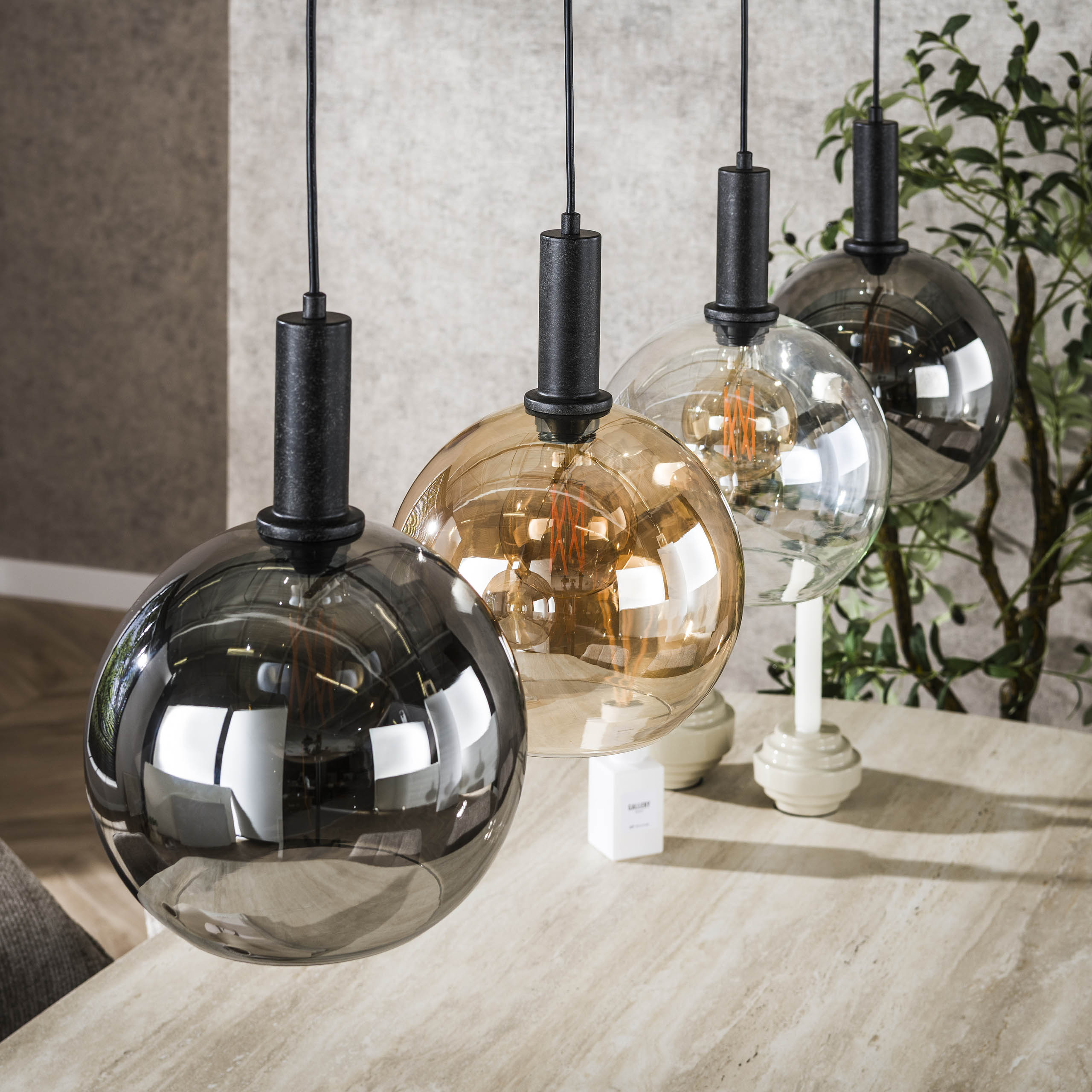 Lampe à suspension Sfera Tricolore 4 lumières - Noir arctique