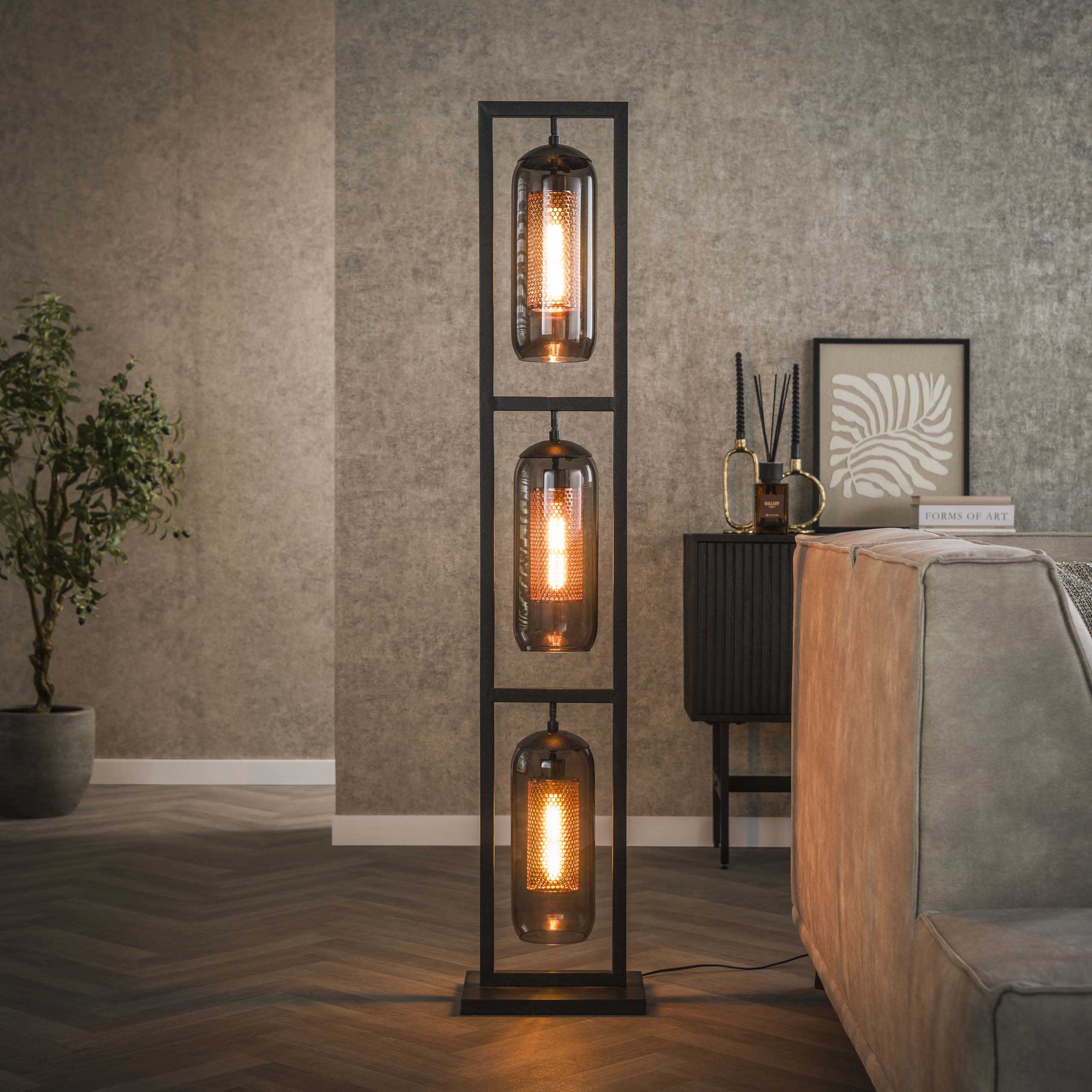 Lampadaire Smoke Mesh 3 lumières - Noir arctique
