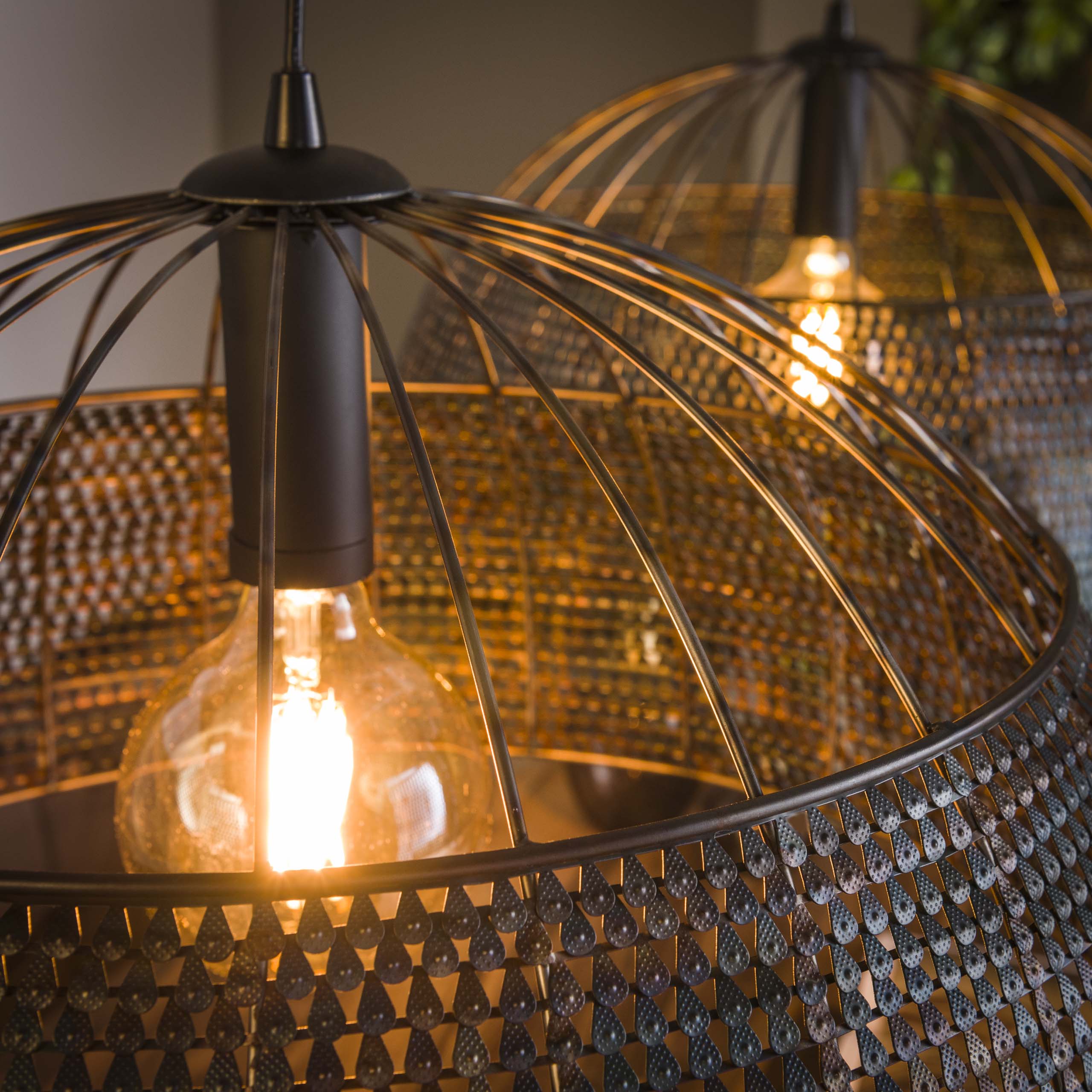 Lampe à suspension Armor Open 2 lumières Ø60 - Marron noir