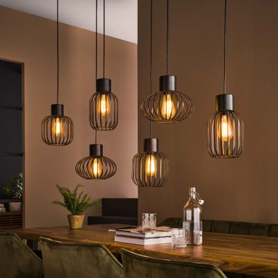 Lampe suspendue 3+3 mix métal / Charbon