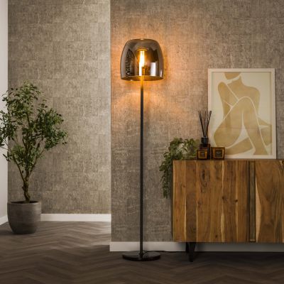 Lampadaire 1L verre drift / Verre gris fumé