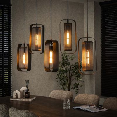 Lampe suspendue 5L maille rotative / Artic noir
