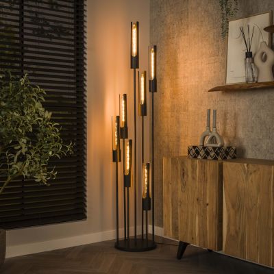 Lampadaire tube étagé 7L / Noir Artic
